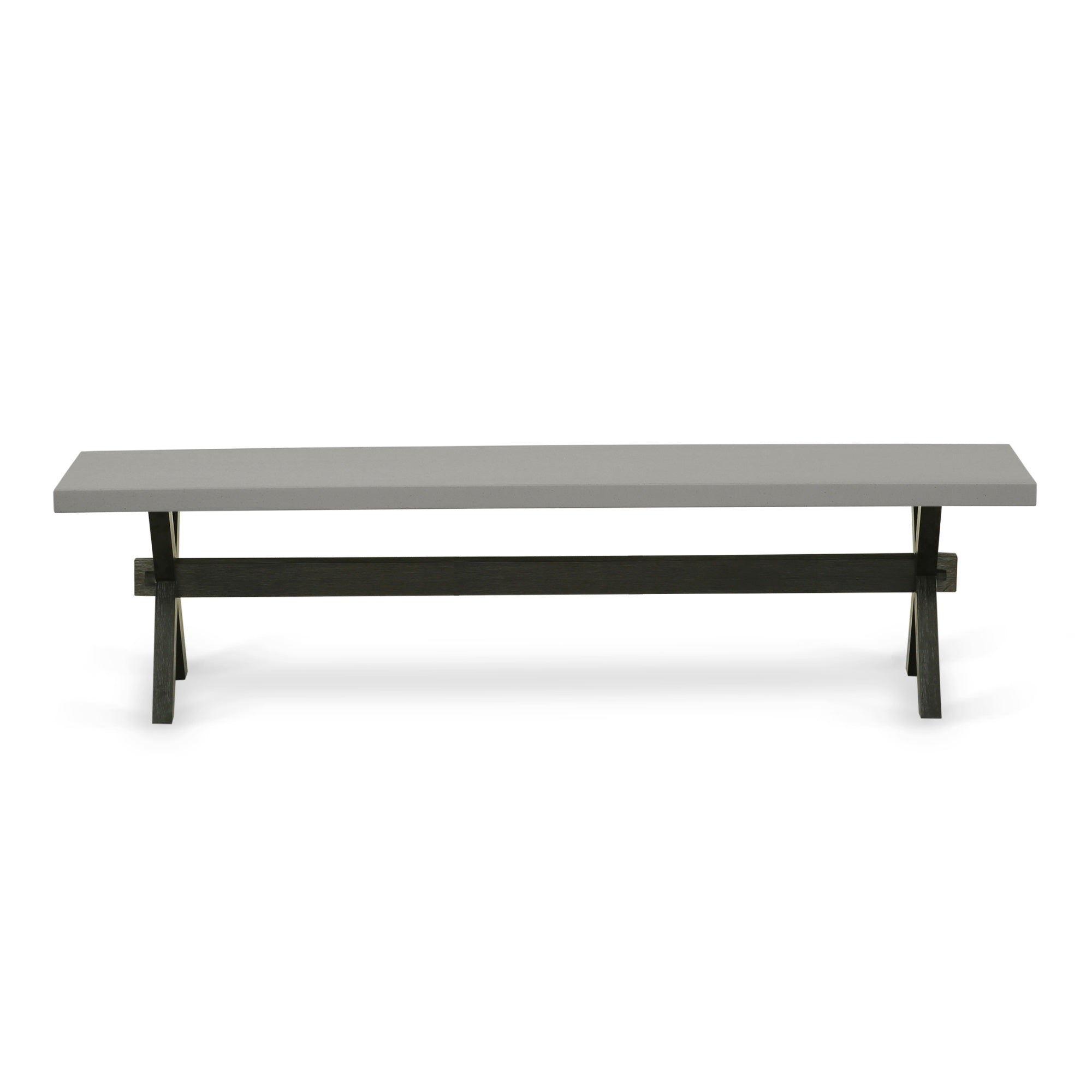 X-Style 15X60 In Dining Bench With Wirebrushed Black Leg And Cement Top Finish