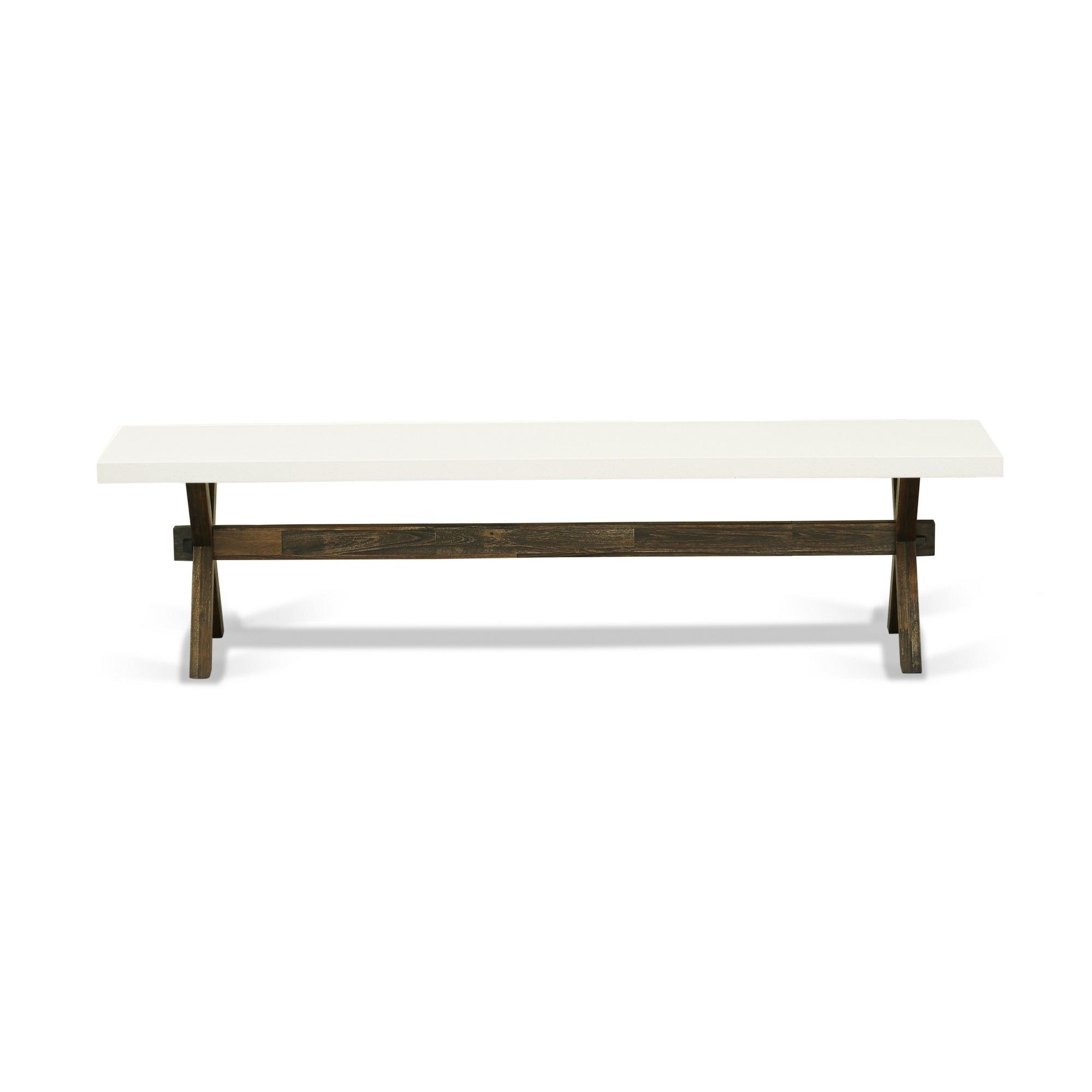 X-Style 15X60 In Dining Bench With Distressed Jacobean 418 Leg And Linen White Top Finish