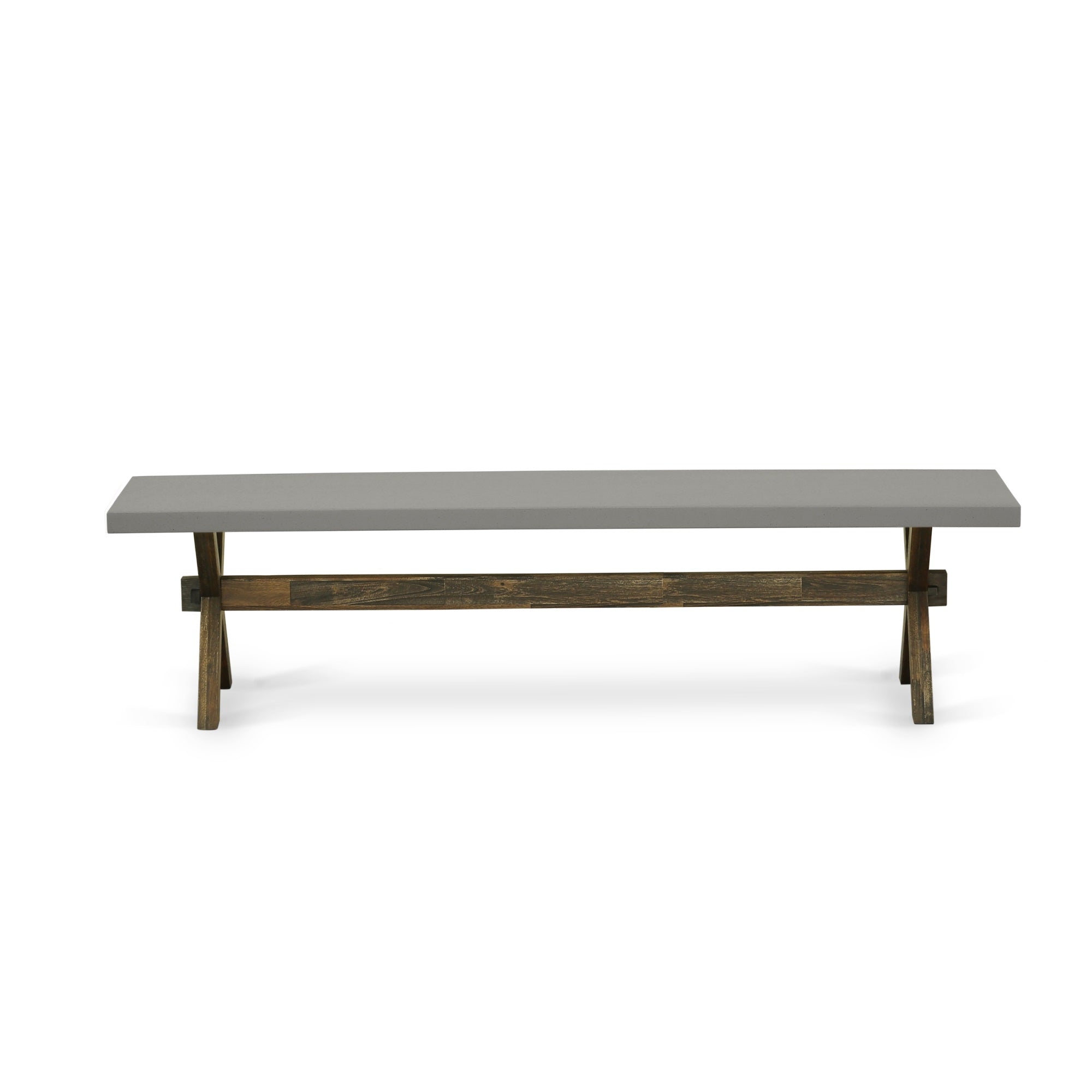 X-Style 15X60 In Dining Bench With Distressed Jacobean 418 Leg And Cement Top Finish