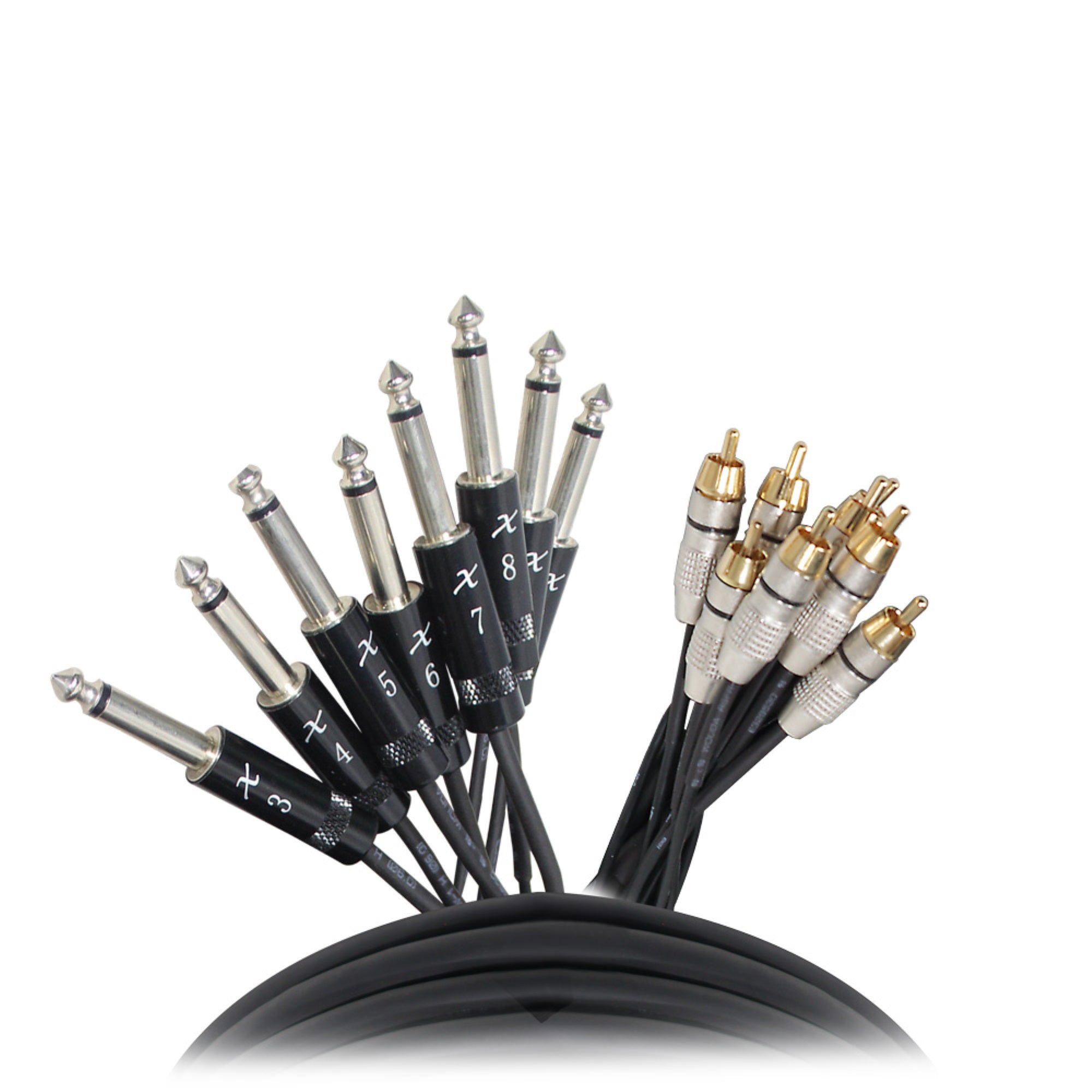 ProX XC-8PR10 10 Ft. Unbalanced 8-Ch 1/4″ TS to RCA Male Snake