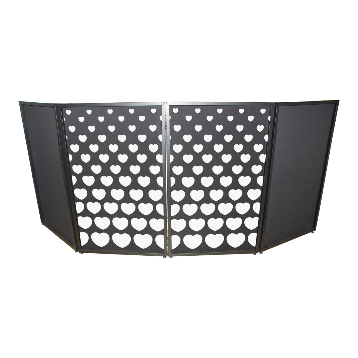 Stepped Hearts Facade Enhancement Scrims - White Hearts On Black | Set Of Two
