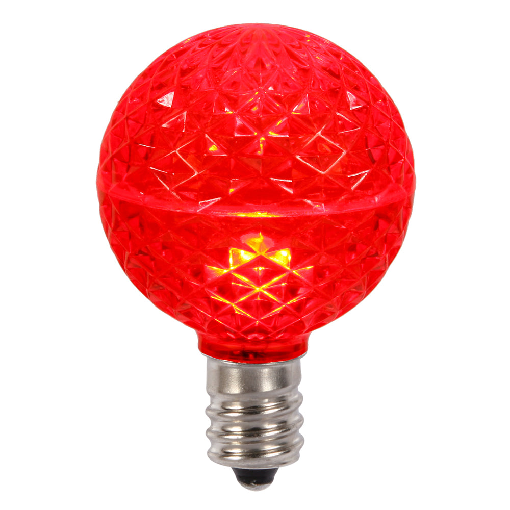 Vickerman G50 Faceted LED Red Bulb E17 .45W 10/Box - XLED17G53-10