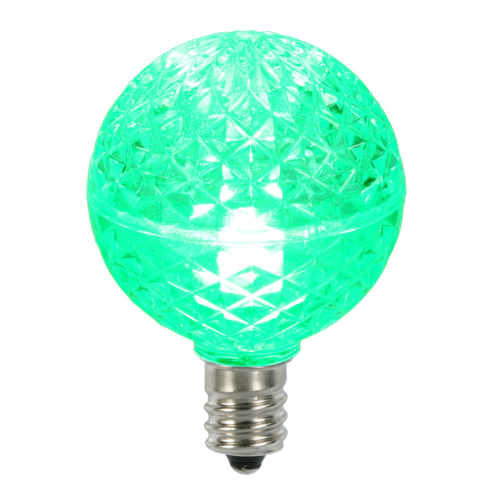 Vickerman G40 Faceted LED Green Bulb E12 .38W 25Bx - XLEDG44-25