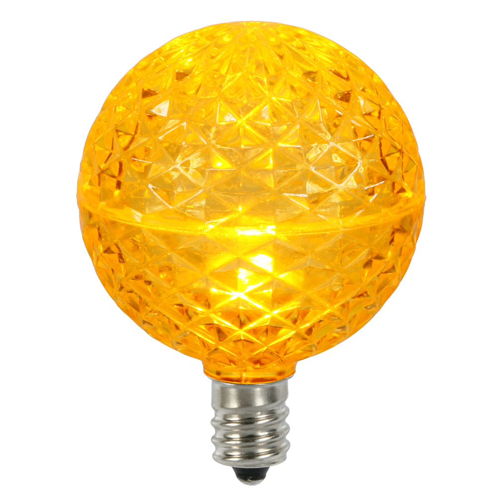 Vickerman G50 Faceted LED Yellow Bulb E12 10/Box - XLEDG57-10