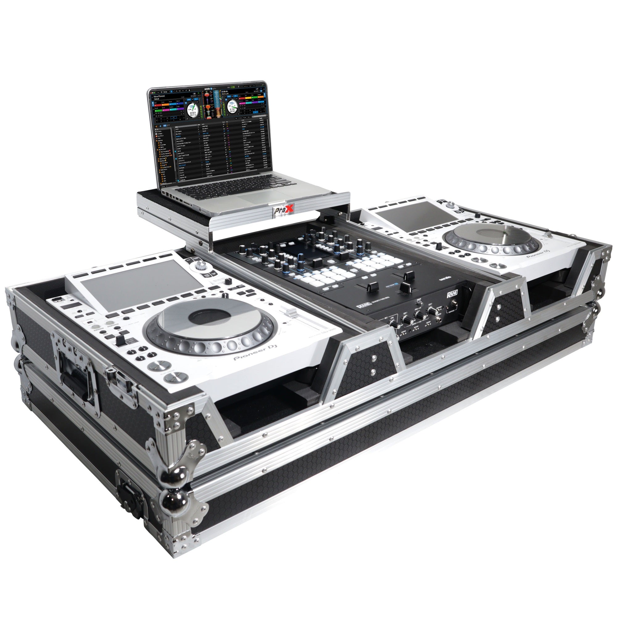 Flight Case Dj Coffin For Pioneer Mixer Djm-900Nxs2  And 2 Cdj-3000 W-Wheels And Laptop Shelf