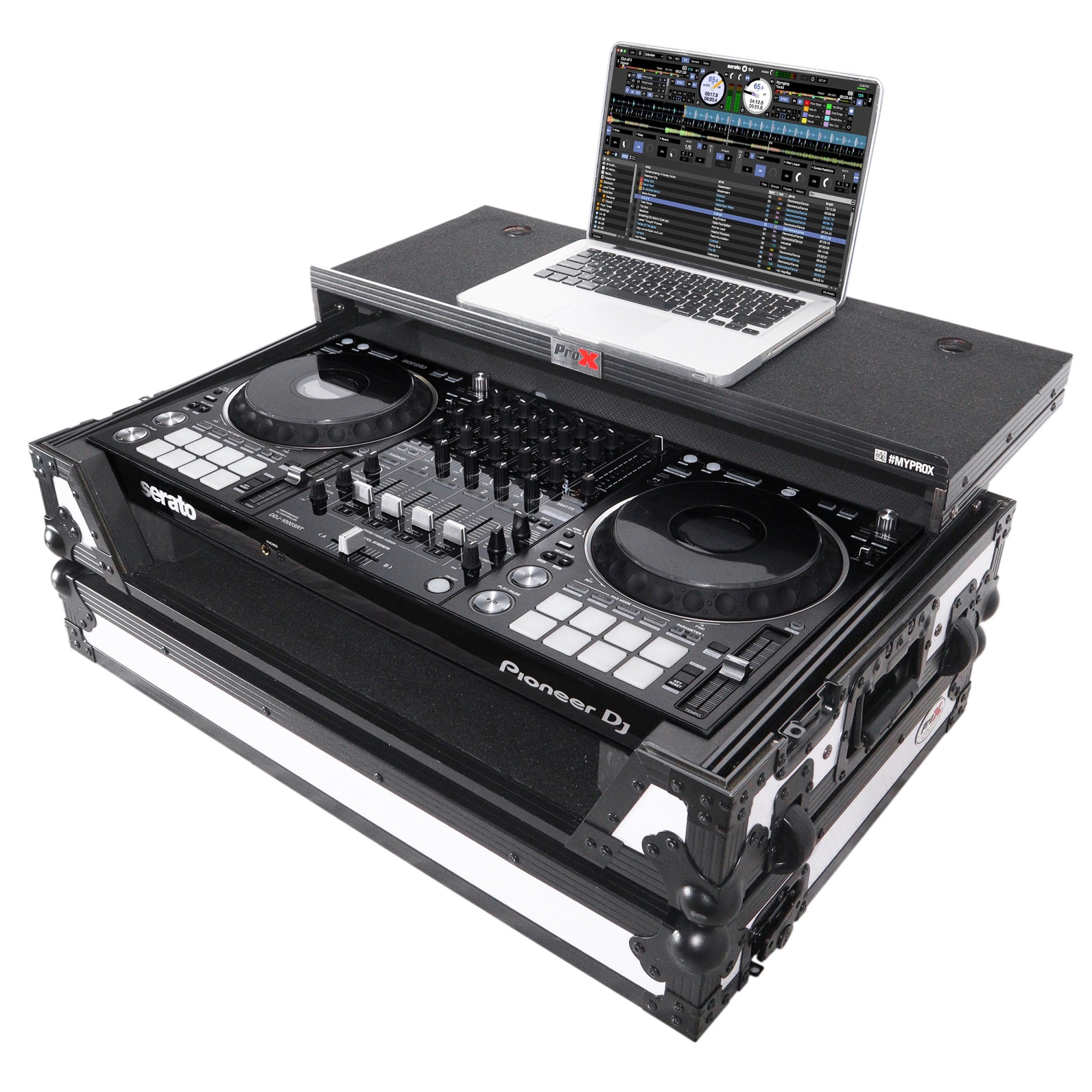 Prox Xs-Ddj1000Wltwh Ata Flight Case For Pioneer Ddj-1000 Flx6 Sx3 Dj Controller With Laptop Shelf 1U Rack Space And Wheels - Wh