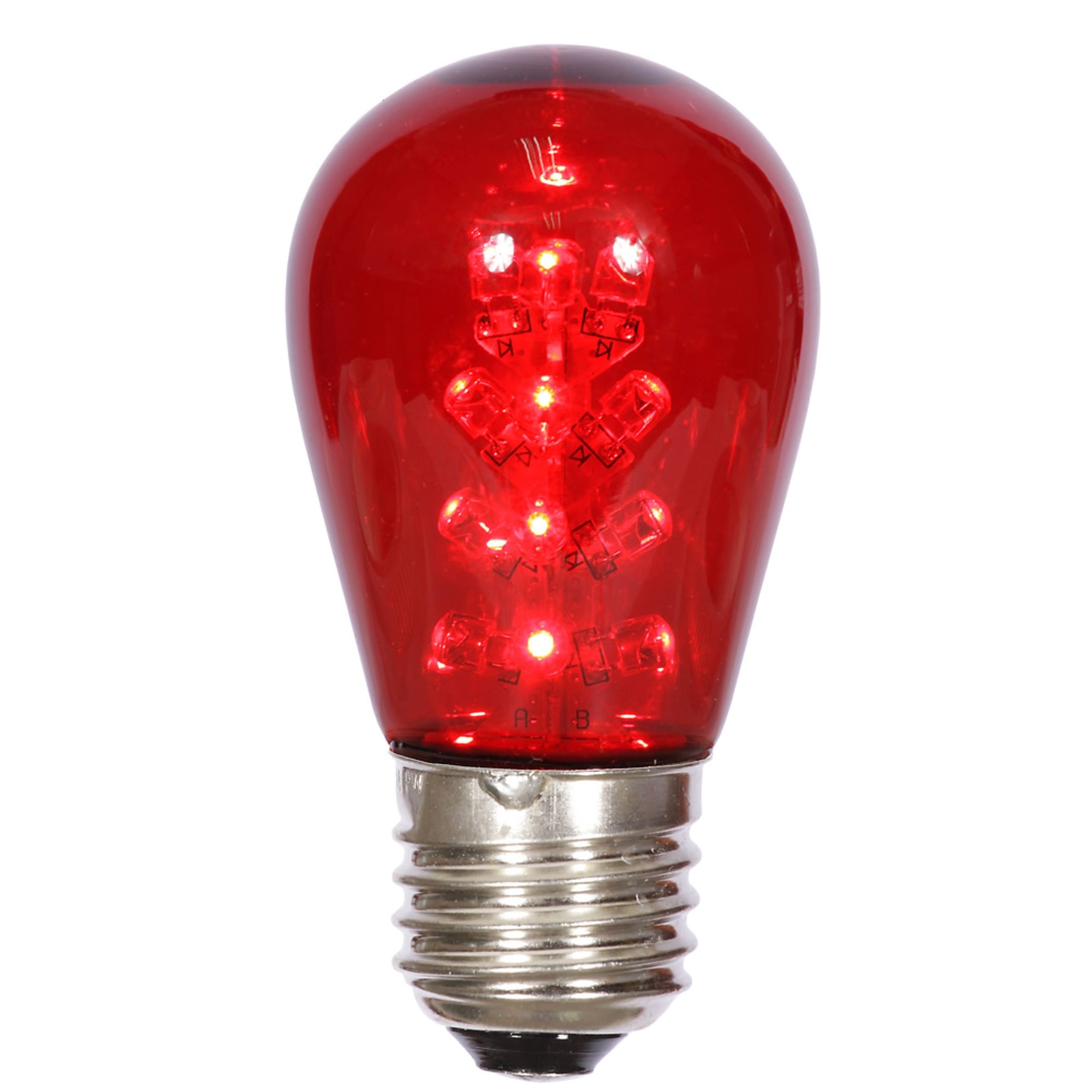 S14 LEDRed Transp Bulb E26 Base 5/pk