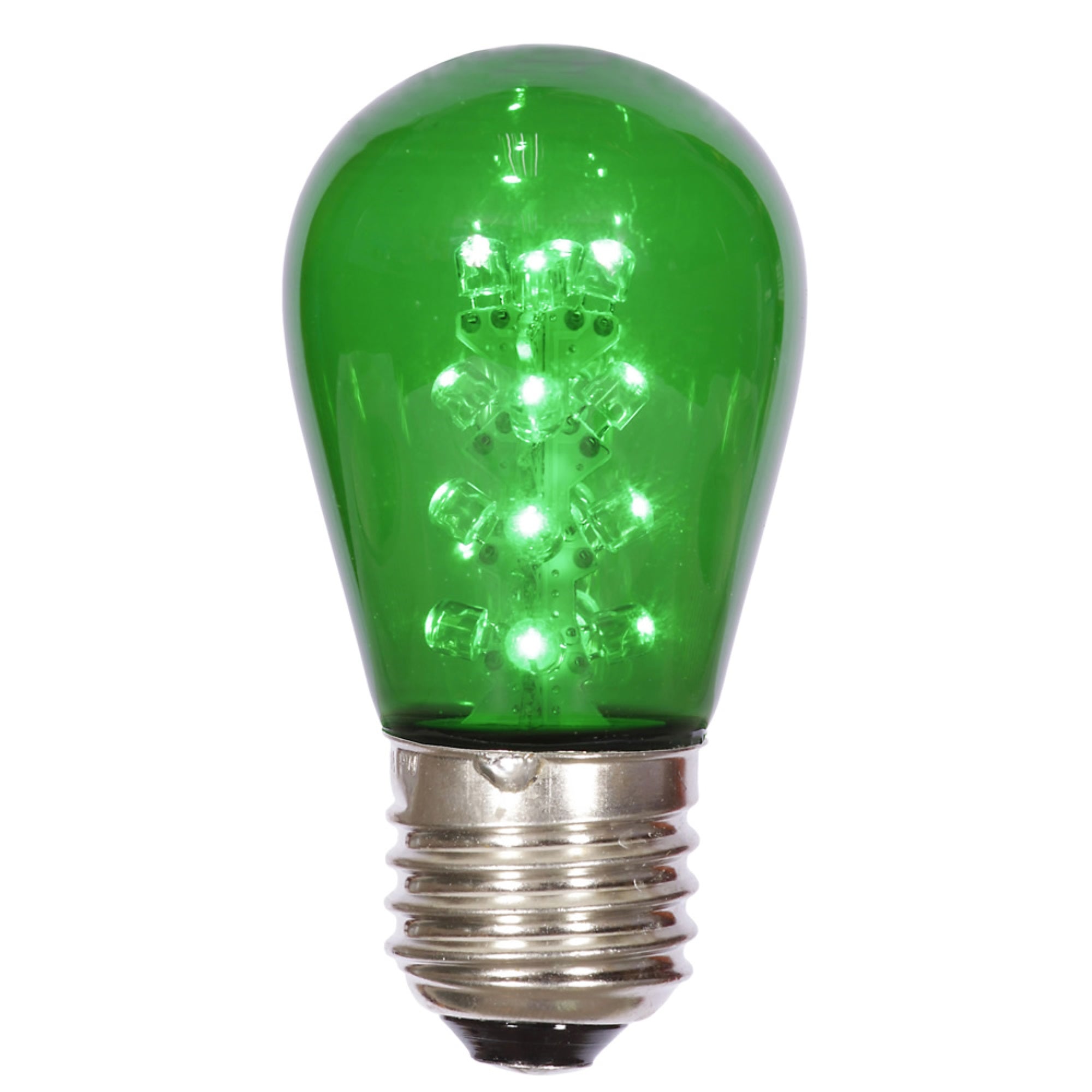 S14 LEDGreen Transp Bulb E26 Base 5/pk