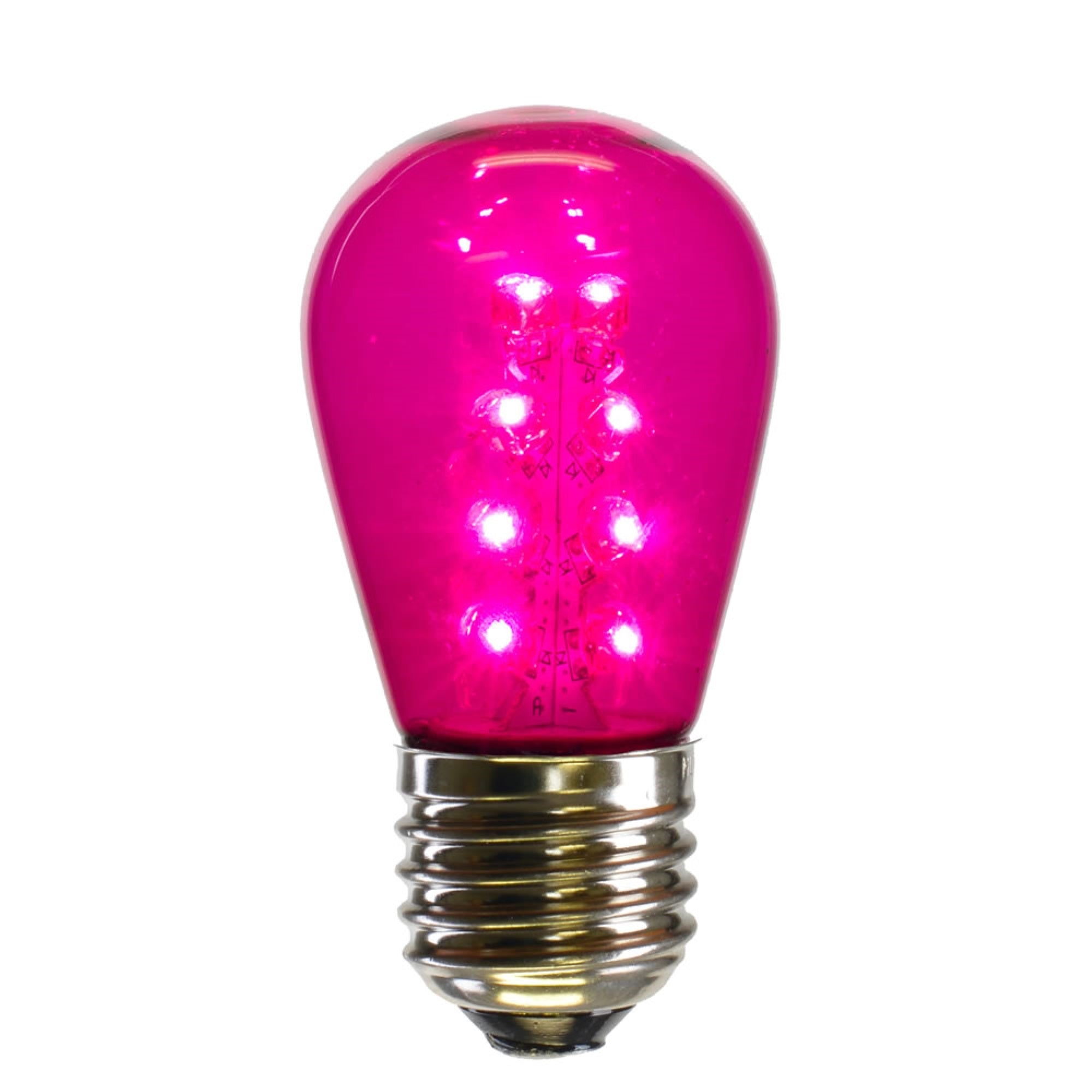 S14 LEDPink Transp Bulb E26 Base 5/pk
