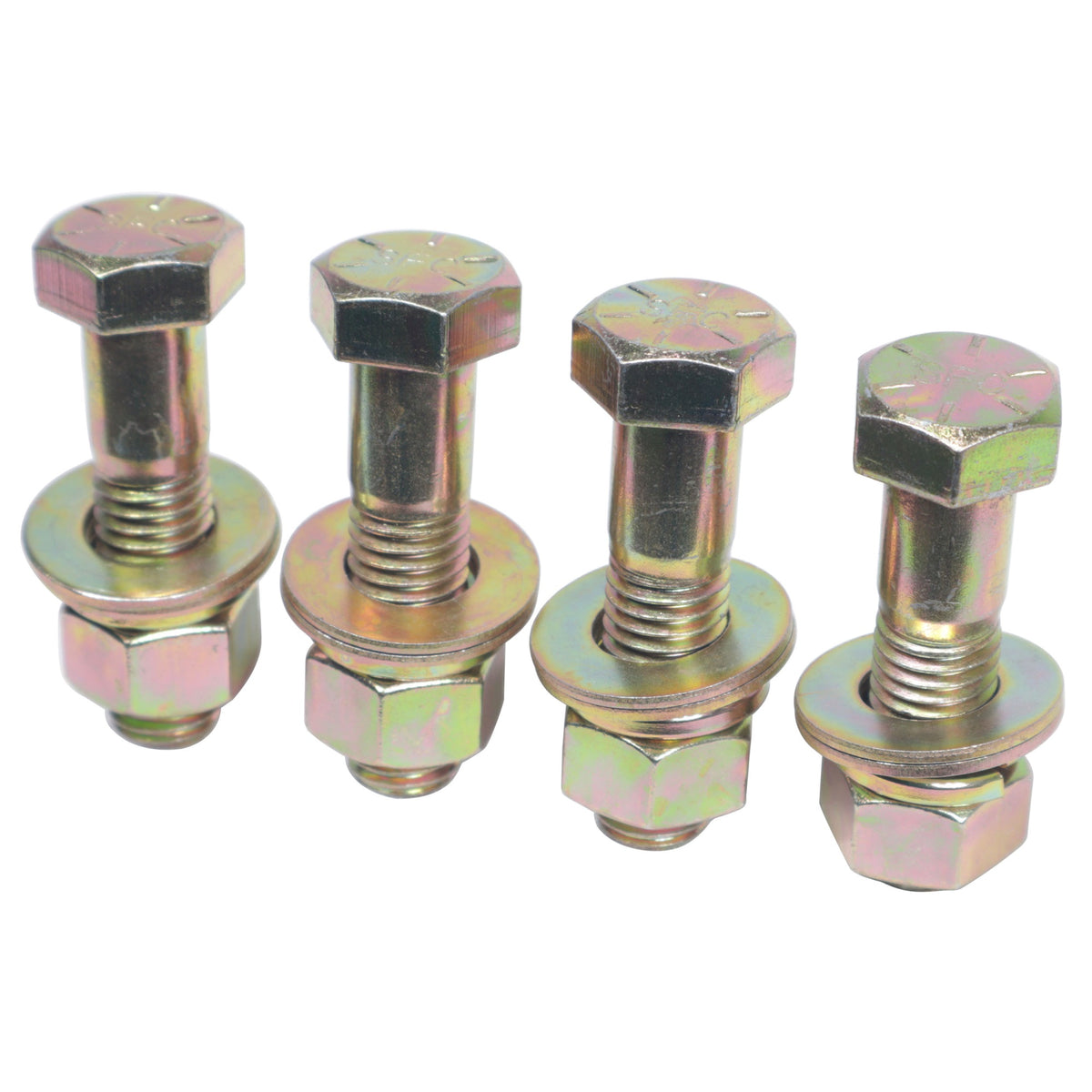 Prox Xt-Btsbx4-G8 Set Of (4) 2.5 Length Hex Short Yellow Zinc Truss Bolts Nuts Washers  Grade 8 (5/8-11 X 2-1/2 Nc)