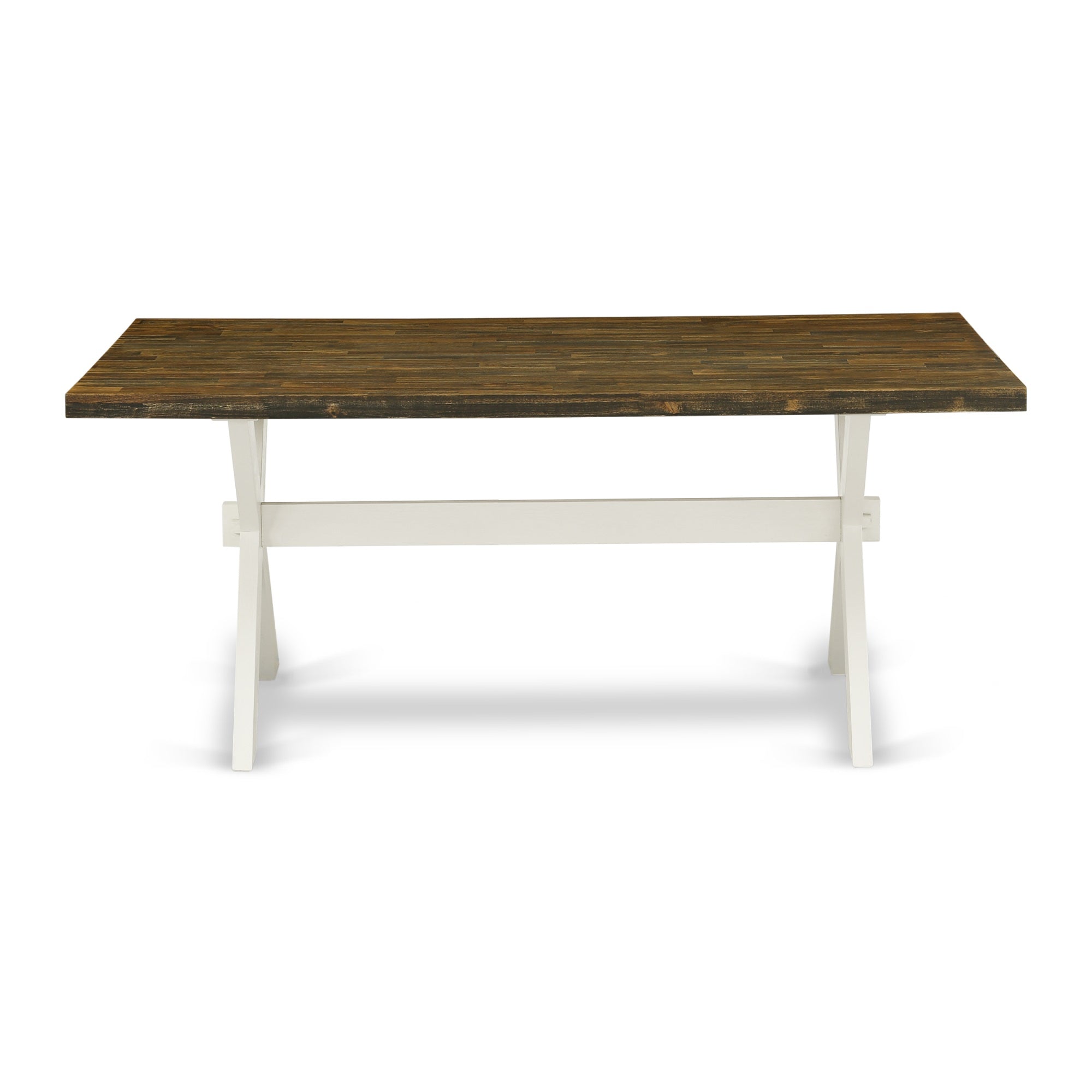 X-Style 36X60 In Dining Table With Wirebrushed Linen White Leg And Distressed Jacobean 418 Top Finish