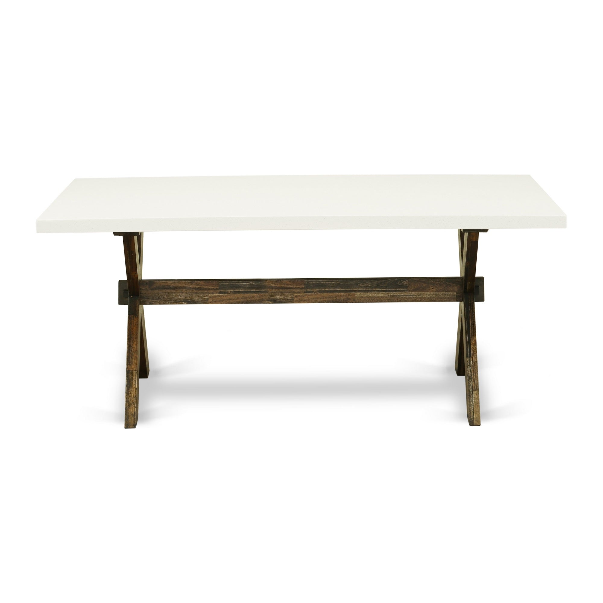 X-Style 36X60 In Dining Table With Distressed Jacobean 418 Leg And Linen White Top Finish