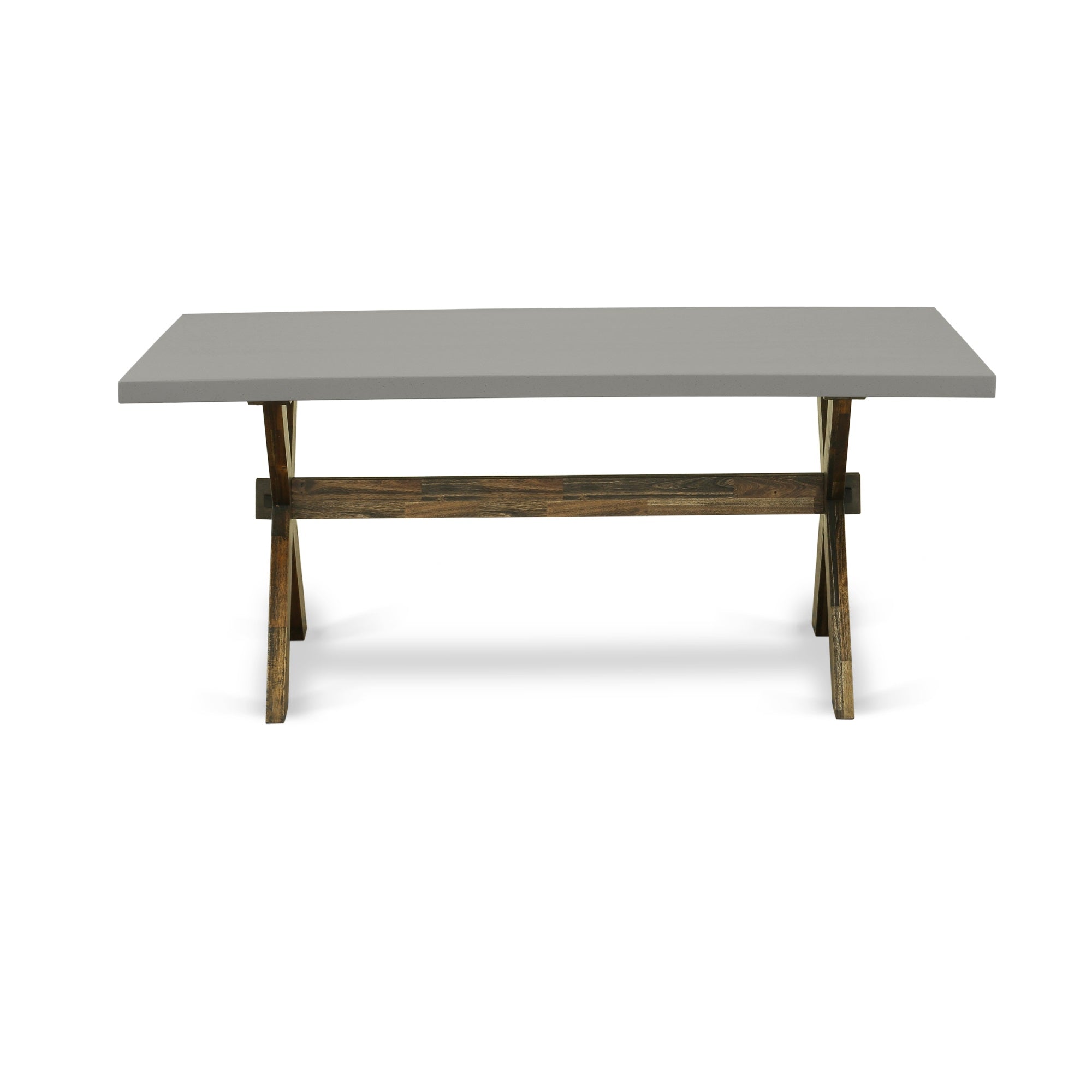 X-Style 40X72 In Dining Table With Distressed Jacobean 418 Leg And Cement Top Finish