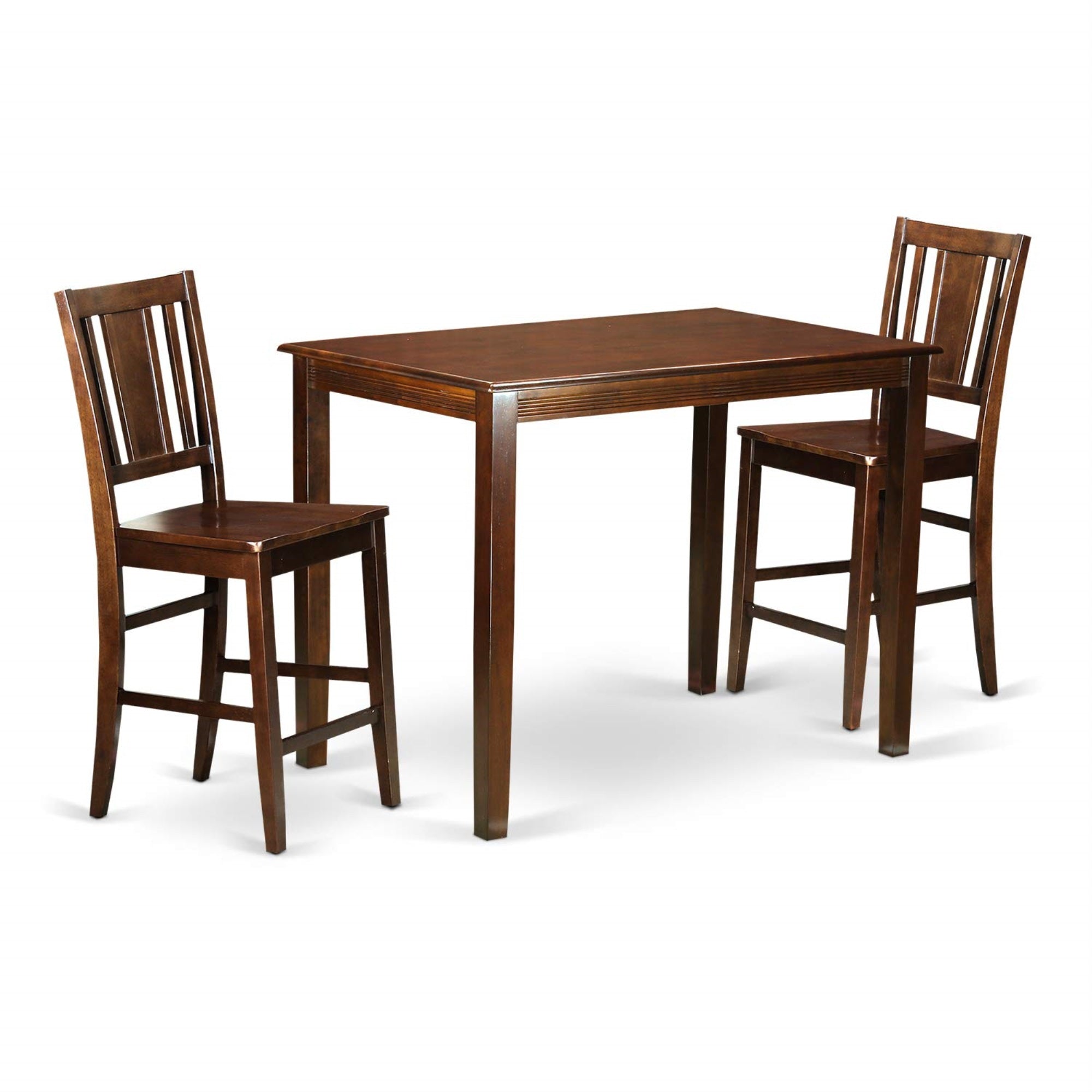 East West Furniture Yabu3-Mah-W Yarmouth 3 Piece Kitchen Counter Height Set Contains A Rectangle Dining Room Table And 2 Wooden Seat Chairs, 30X48 Inch, Mahogany