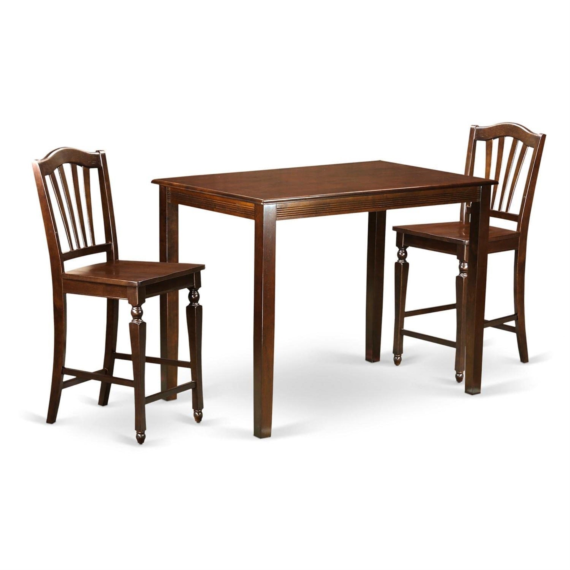 Casafoyer Yach3-Mah-W 3 Piece Counter Height Set Contains A Rectangle Kitchen Table And 2 Dining Room Chairs, 30X48 Inch