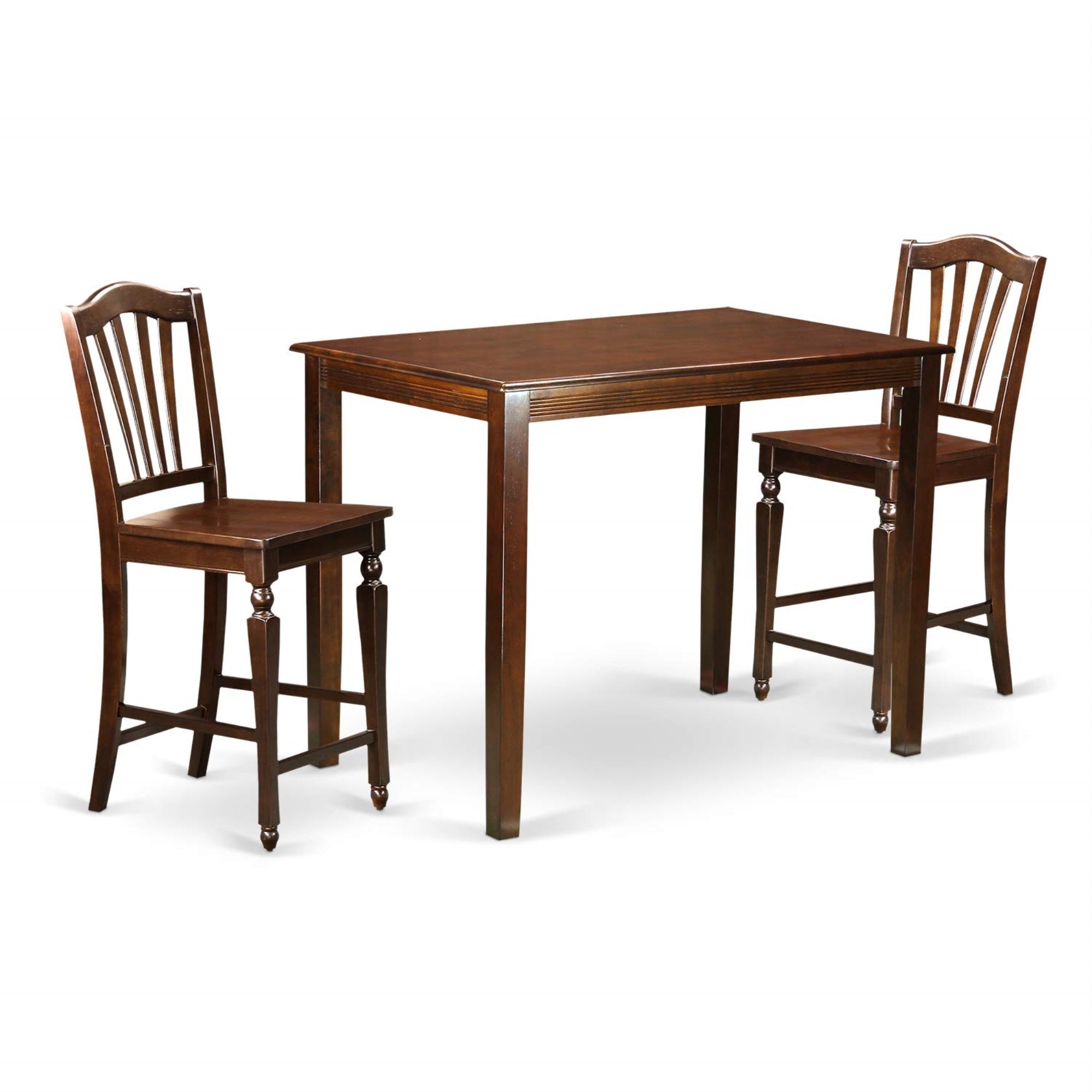 East West Furniture Yach3-Mah-W 3 Piece Counter Height Set Contains A Rectangle Kitchen Table And 2 Dining Room Chairs, 30X48 Inch