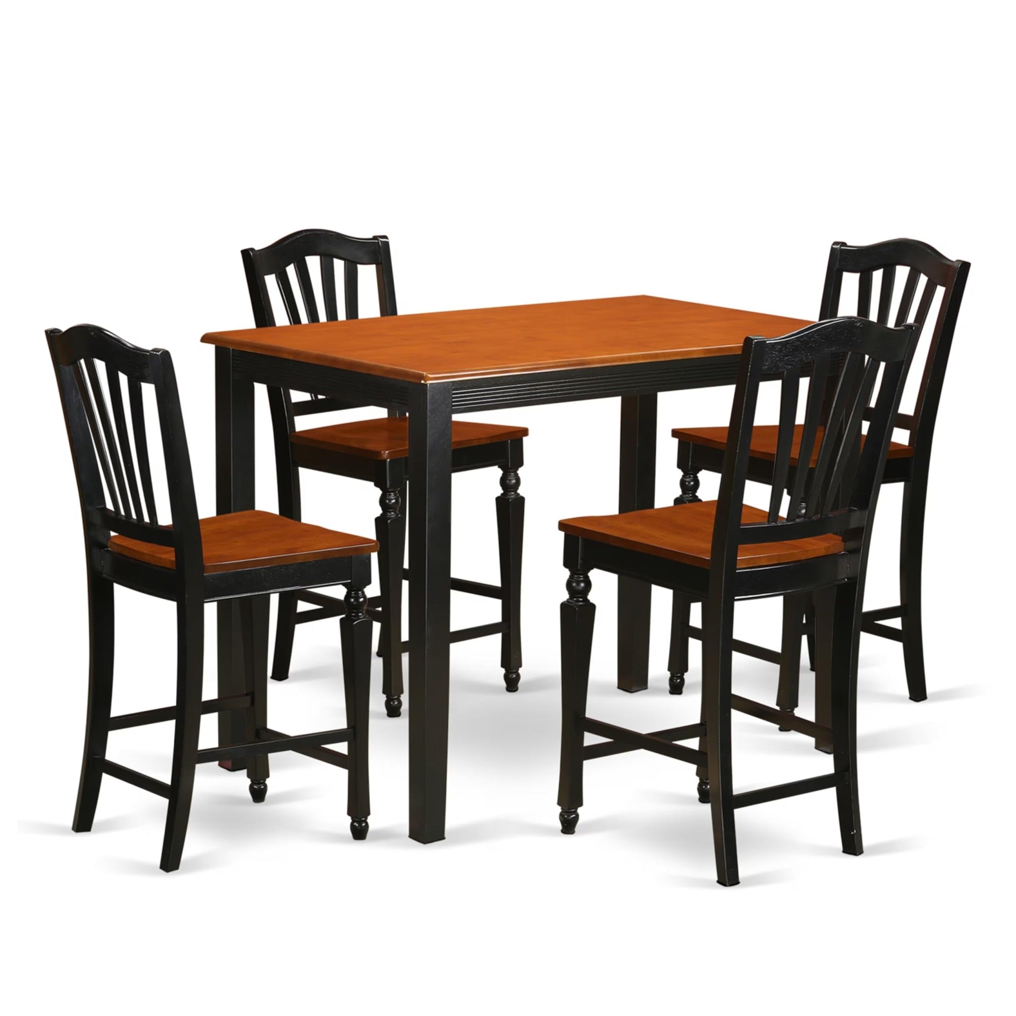 Casafoyer Yach5-Blk-W 5 Piece Counter Height Set Includes A Rectangle Kitchen Table And 4 Dining Room Chairs, 30X48 Inch