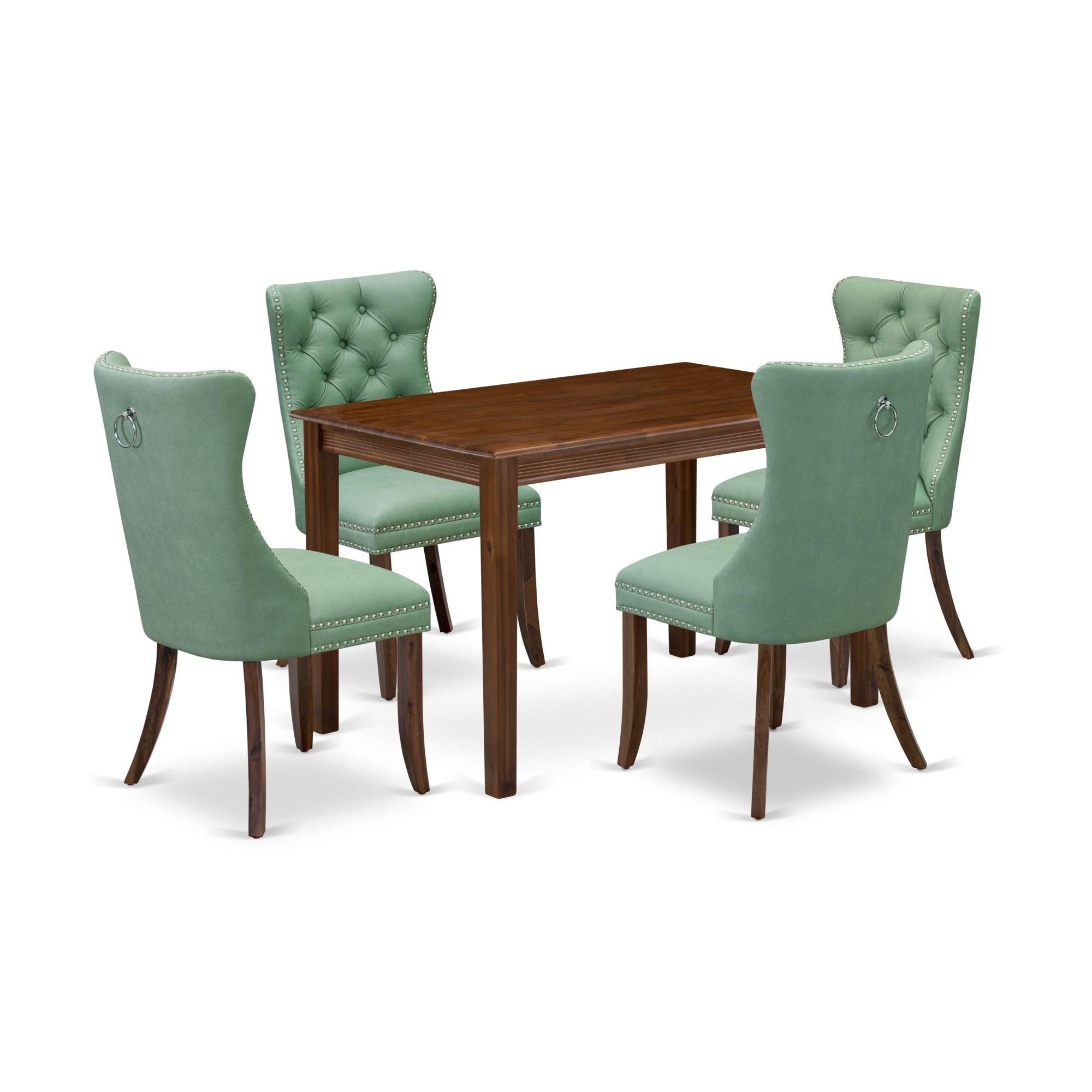 East West Furniture Yada5-Awa-22 5 Piece Dining Set For Small Spacesincludes A Rectangle Kitchen Table And 4 Parson Chairs, 30X48 Inch, Antique Walnut