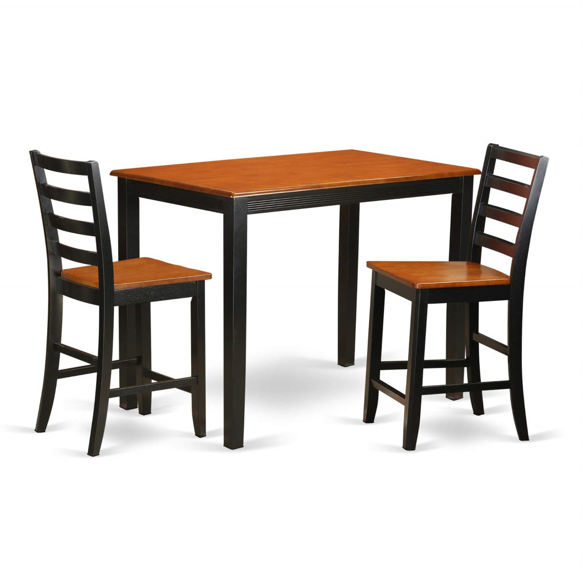 Casafoyer Yafa3-Blk-W 3 Piece Kitchen Counter Set For Small Spaces Contains A Rectangle Dining Room Table And 2 Dining Chairs, 30X48 Inch, Black & Cherry