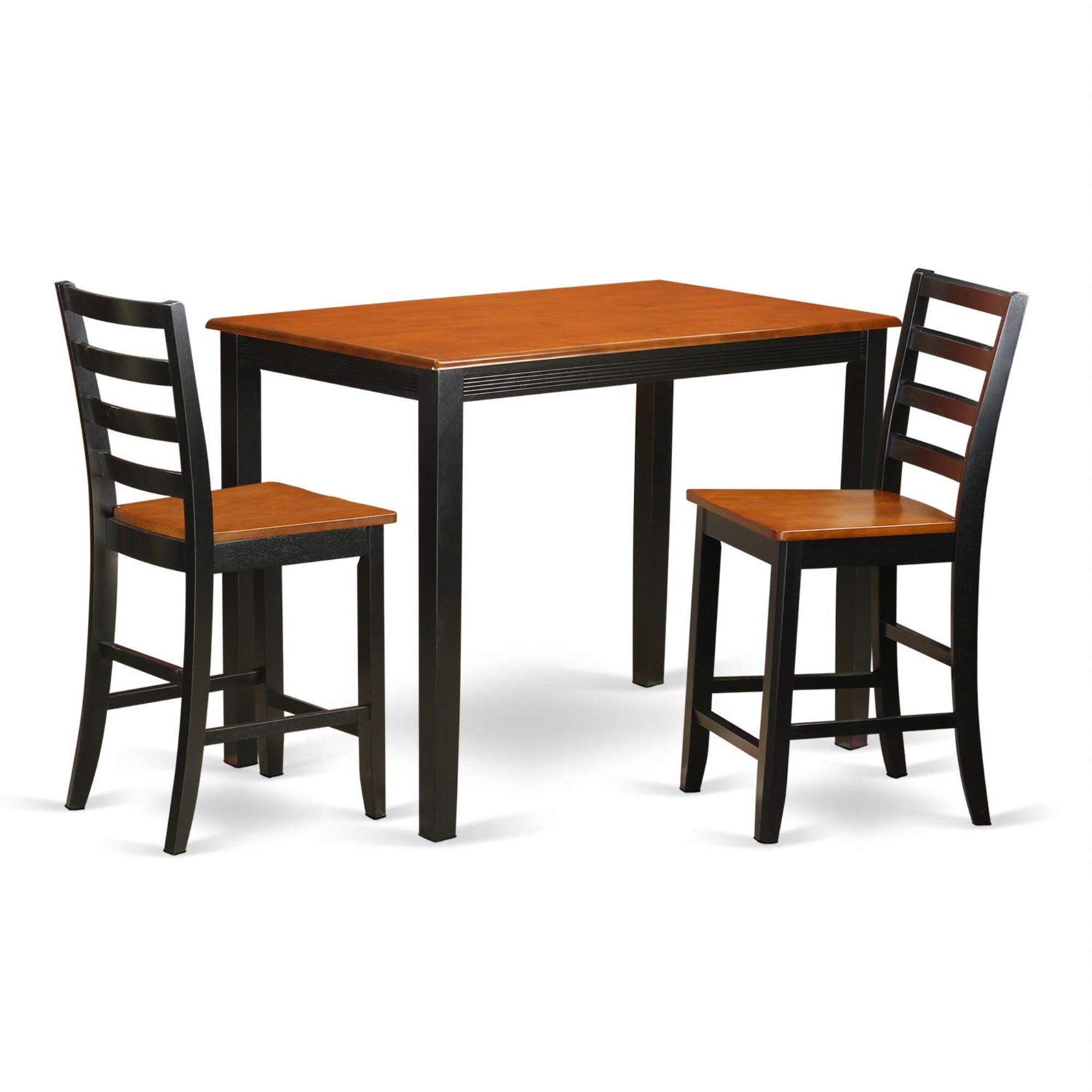 East West Furniture Yafa3-Blk-W 3 Piece Kitchen Counter Set For Small Spaces Contains A Rectangle Dining Room Table And 2 Dining Chairs, 30X48 Inch, Black & Cherry