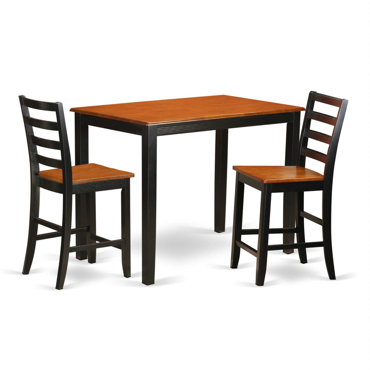East West Furniture Yafa3-Blk-W 3 Piece Kitchen Counter Set For Small Spaces Contains A Rectangle Dining Room Table And 2 Dining Chairs, 30X48 Inch, Black & Cherry