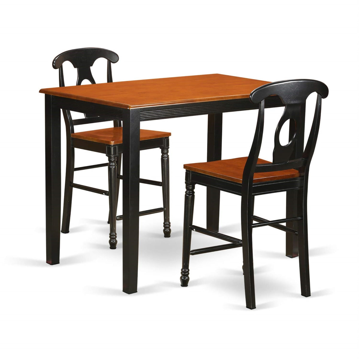 Casafoyer Yake3-Blk-W 3 Piece Kitchen Counter Set For Small Spaces Contains A Rectangle Dining Room Table And 2 Dining Chairs, 30X48 Inch, Black & Cherry