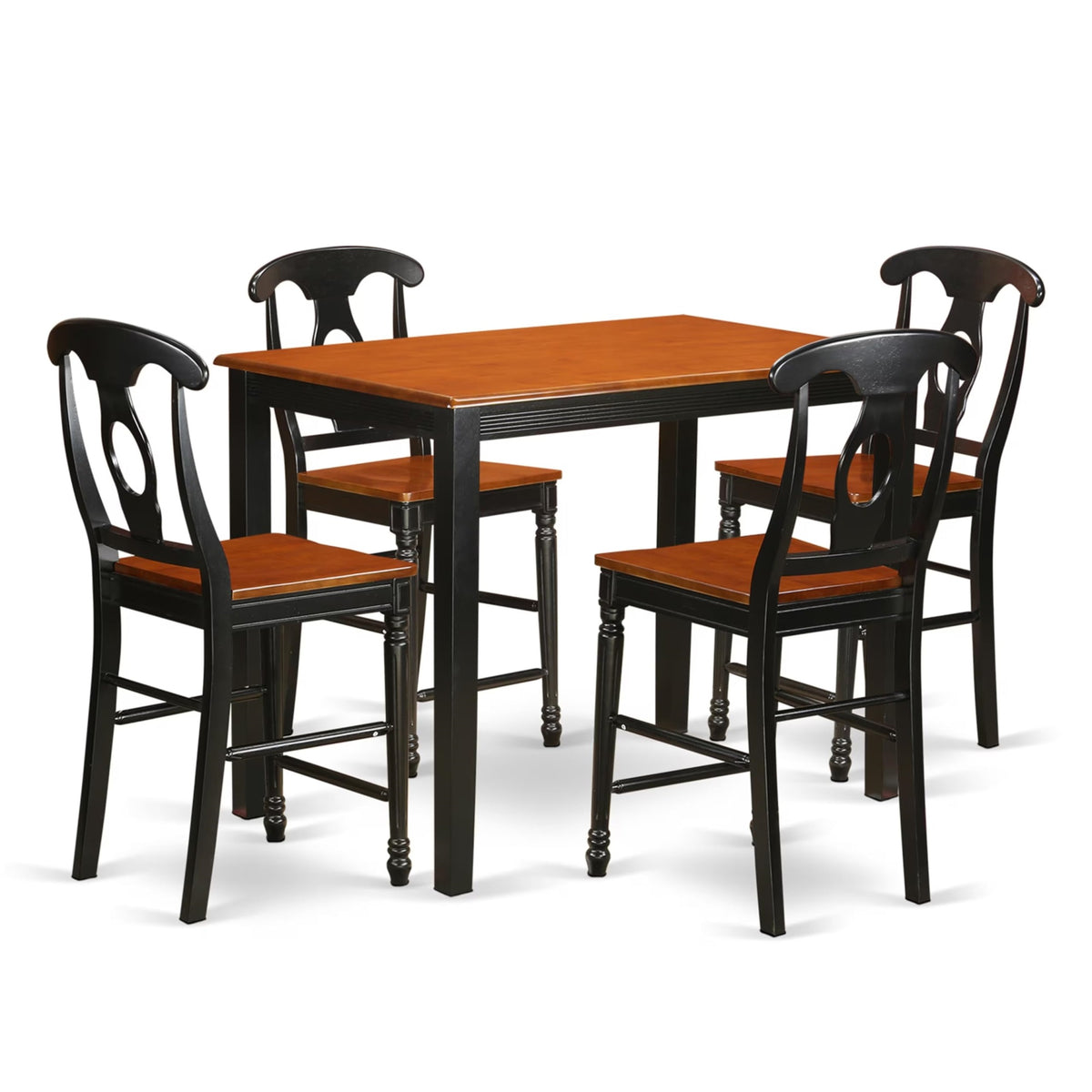 Casafoyer Yake5-Blk-W 5 Piece Kitchen Counter Set Includes A Rectangle Dining Table And 4 Dining Room Chairs, 30X48 Inch, Black & Cherry