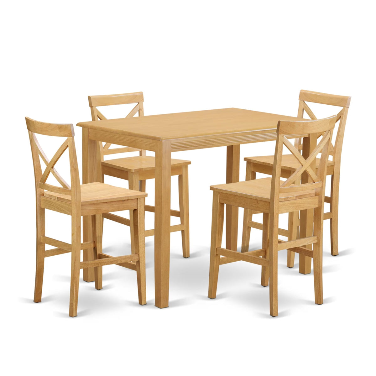 Casafoyer Yapb5-Oak-W 5 Piece Kitchen Counter Set Includes A Rectangle Dining Room Table And 4 Dining Chairs, 30X48 Inch, Oak