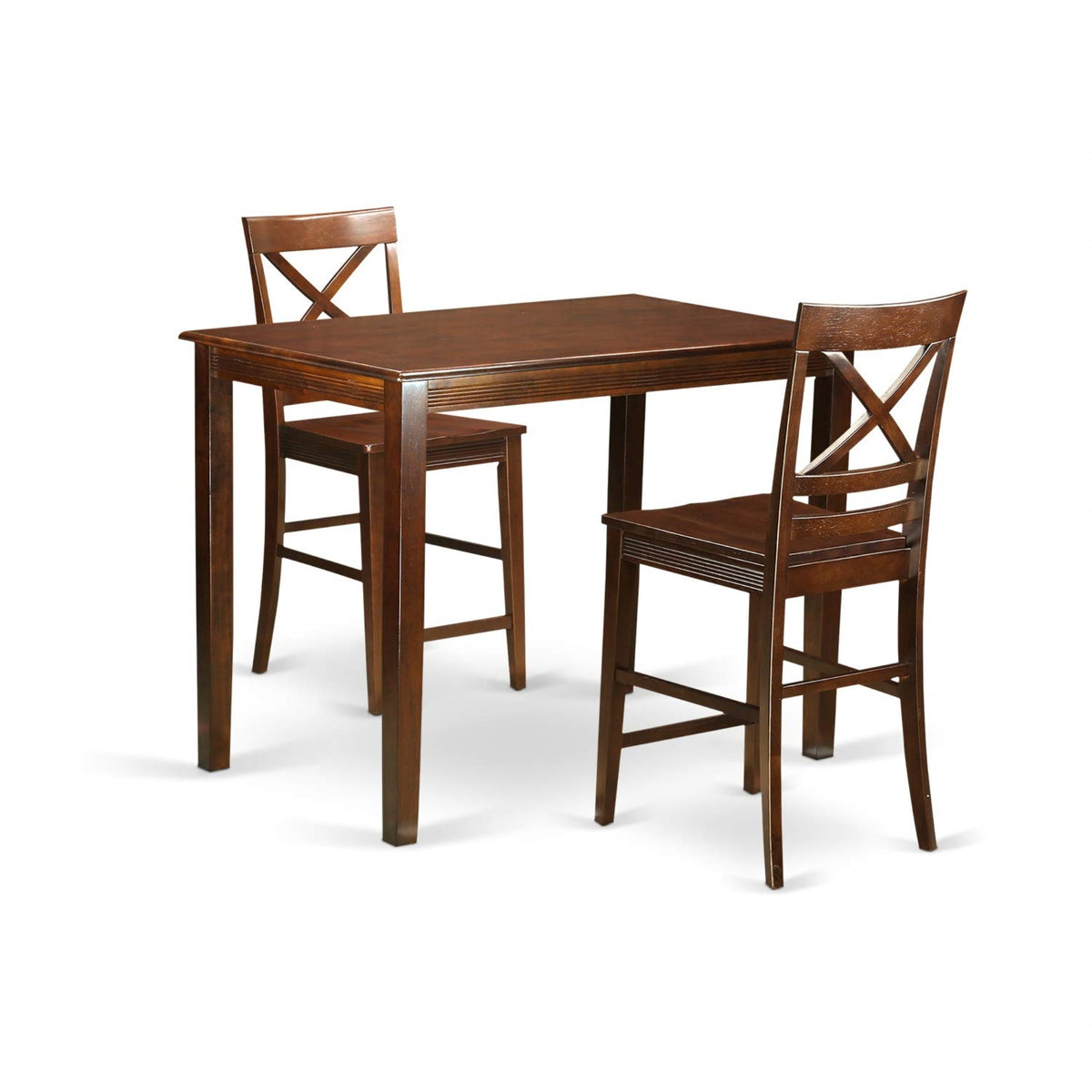 Casafoyer Yaqu3-Mah-W 3 Piece Counter Height Dining Table Set Contains A Rectangle Kitchen Table And 2 Dining Room Chairs, 30X48 Inch, Mahogany