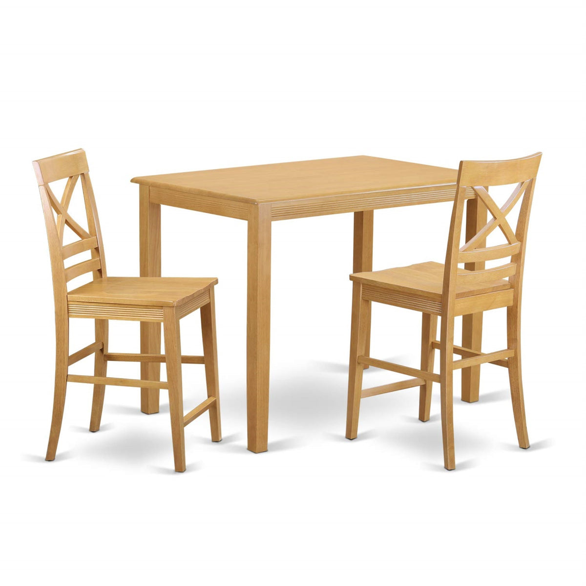 Casafoyer Yaqu3-Oak-W 3 Piece Counter Height Dining Table Set Contains A Rectangle Wooden Table And 2 Kitchen Dining Chairs, 30X48 Inch, Oak