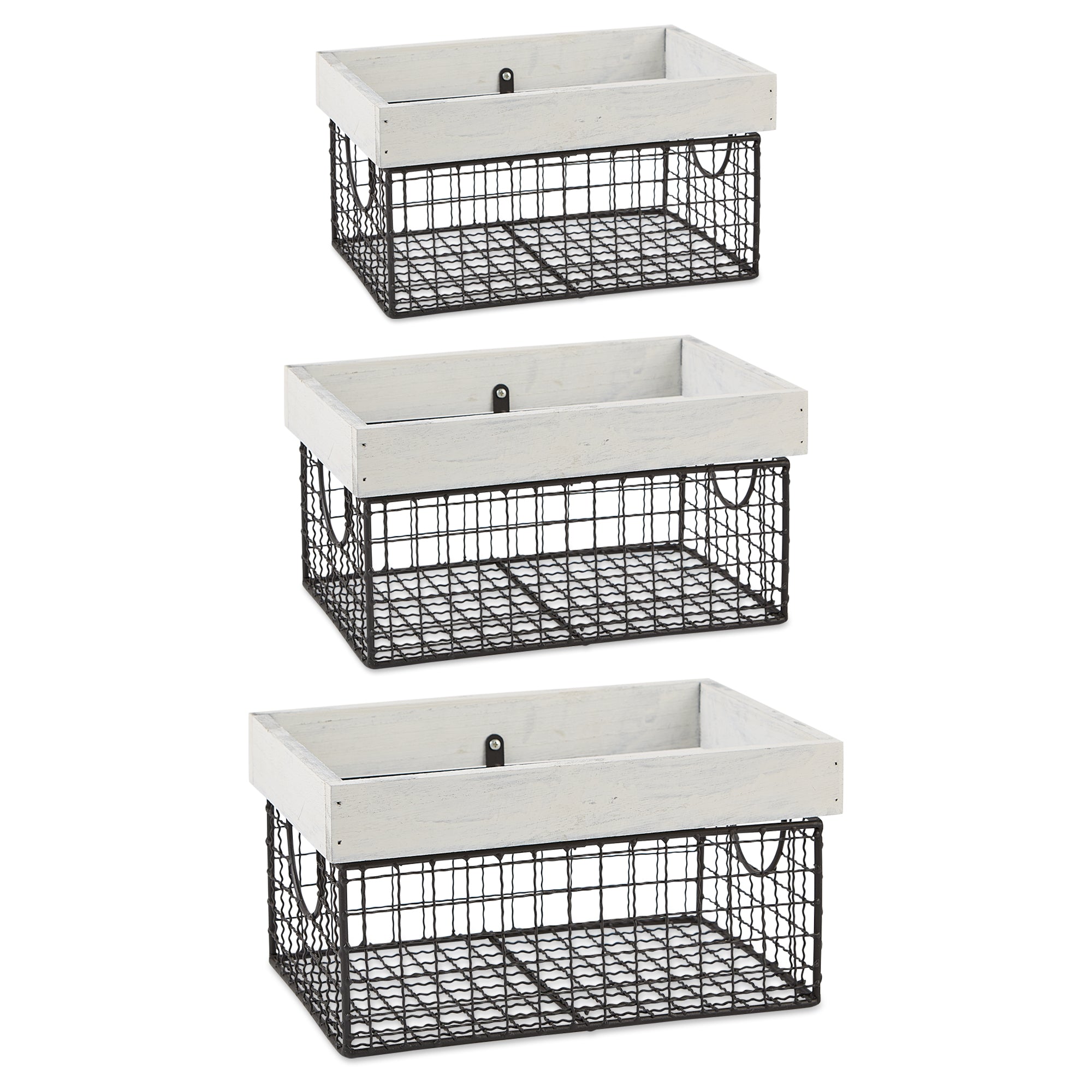 Dii Asst Antique White Finish Farmhouse Basket (Set Of 3)
