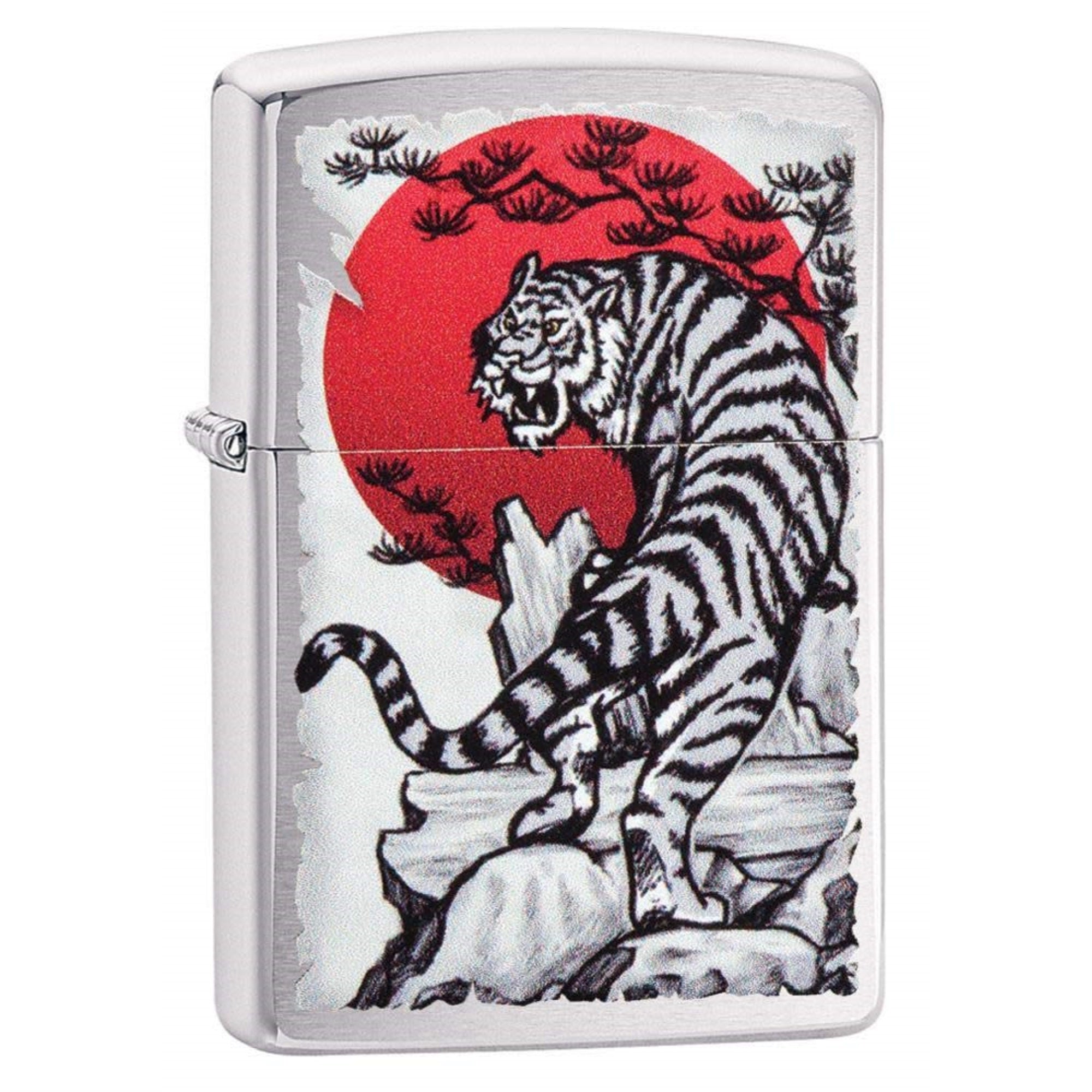 2024 Zippo Black And White Tiger Brushed Chrome Color Image