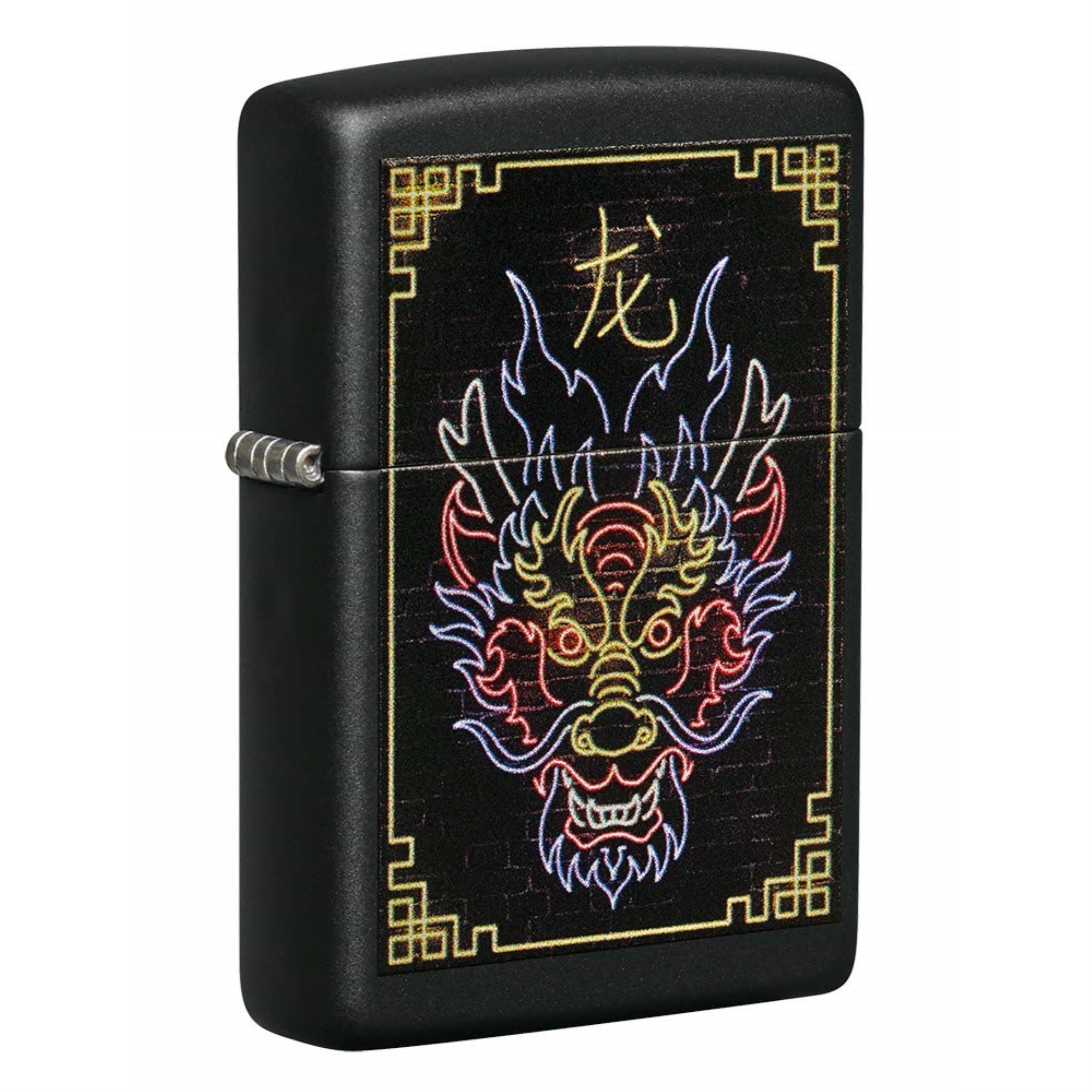 2022 Zippo Black Matte Neon Dragon Design, Map: $25.46