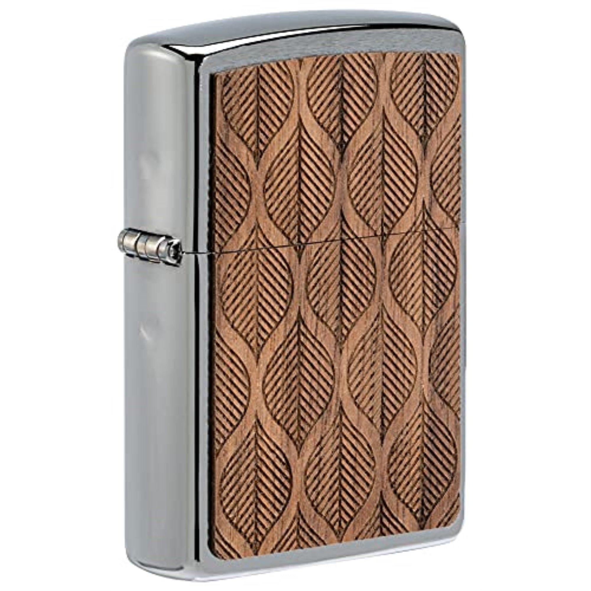 2023 Zippo Woodchuck Walnut Leaves Design, Brushed Chrome