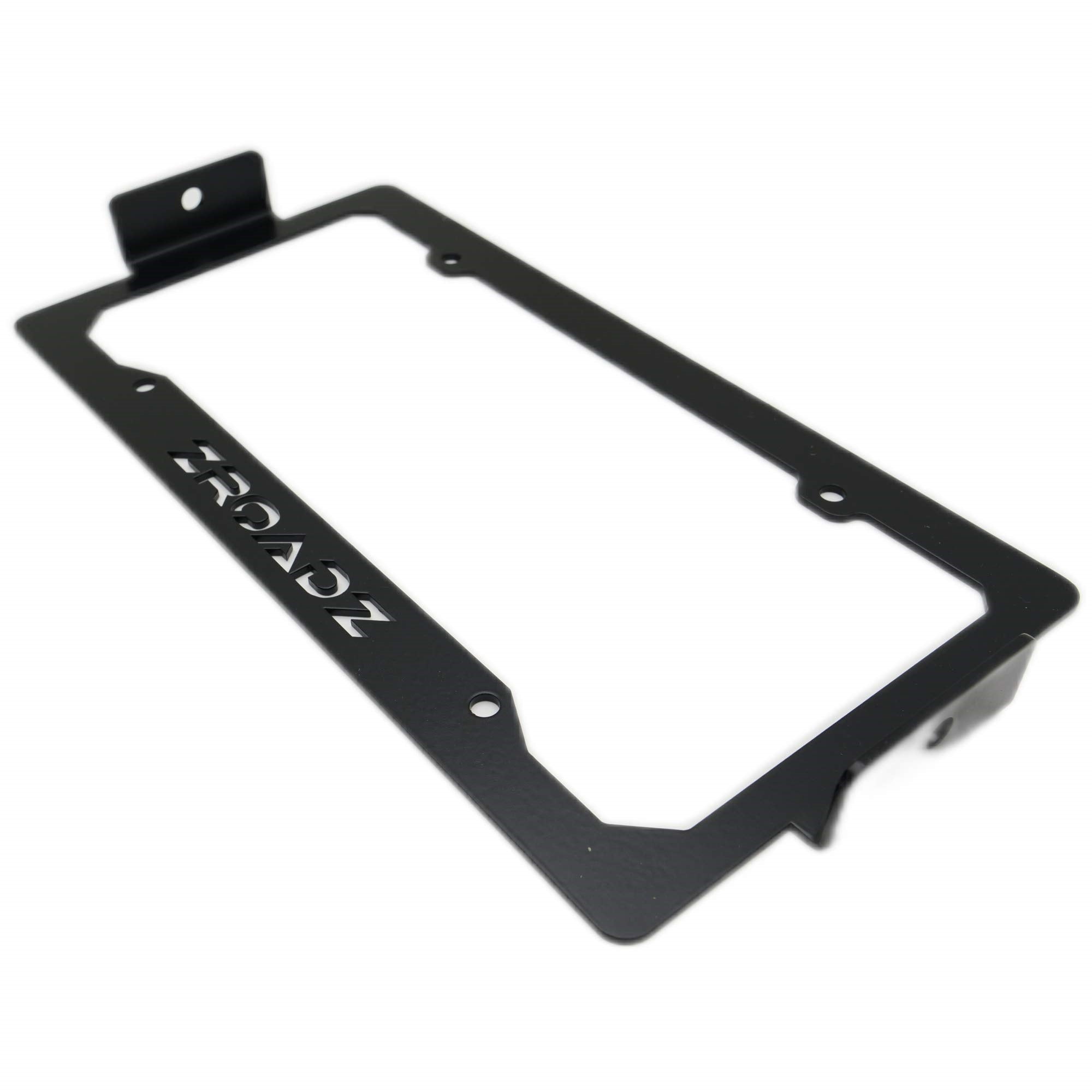 Zroadz Universal Led License Plate Frame Bracket Only- Black Mild Steel - Bolt-On No Drilling Required - Mounts (2) 3 Inch Zroadz Or Similar Style Led Pod Lights Pn#Z310005