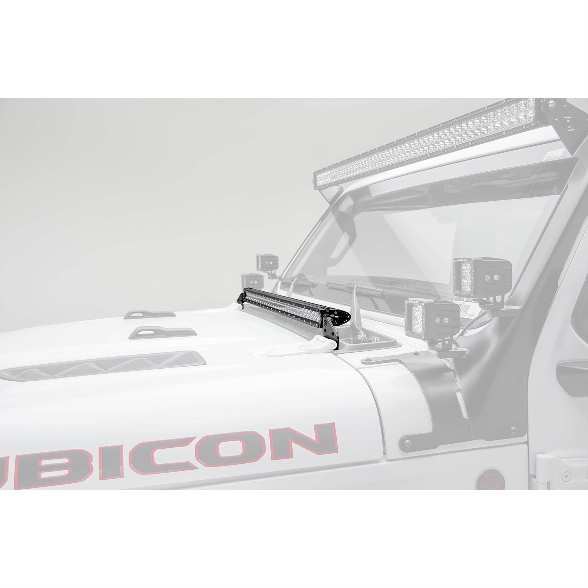 Zroadz T-Rex Zroadz Hood Cowl Led Bracket - Compatible W/ Jeep Jl And Gladiator- To Mount 30 Inch Led Light - Mild Steel Gloss Black Finish - Bolt-On Easy Installation - Pn #Z364931