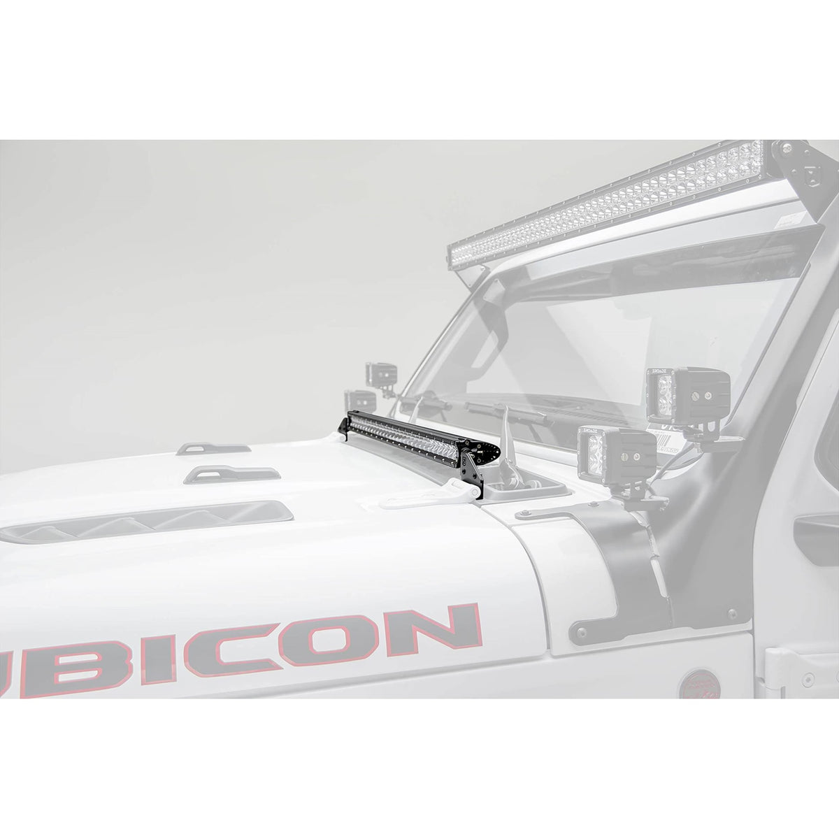 Zroadz T-Rex Zroadz Hood Cowl Led Bracket - Compatible W/ Jeep Jl And Gladiator- To Mount 30 Inch Led Light - Mild Steel Gloss Black Finish - Bolt-On Easy Installation - Pn #Z364931
