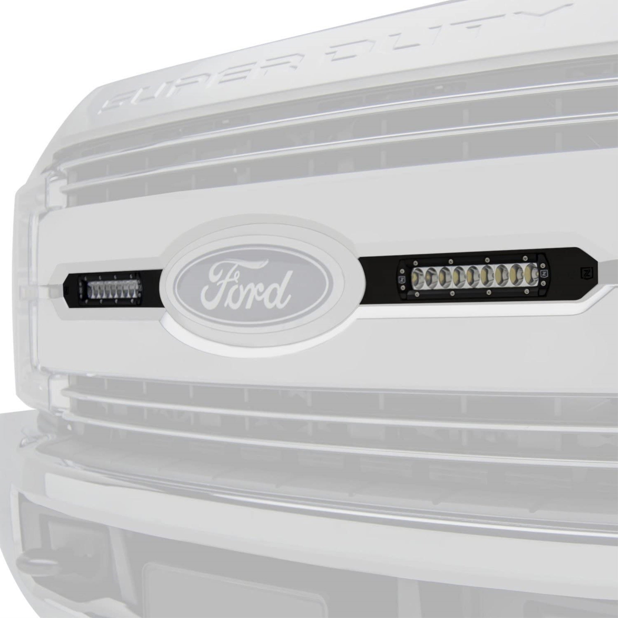 2017-2019 Ford Super Duty Lariat, King Ranch Oem Grille Led Kit With (2) 6 Inch Led Straight Single Row Slim Light Bars - Pn #Z415471-Kit