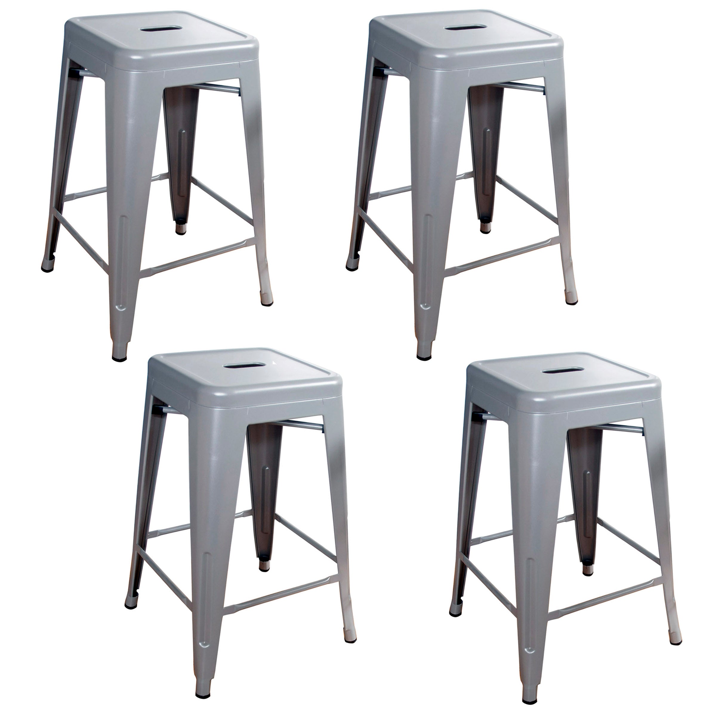 Loft Silver 24 Inch Metal Bar Stool - 4 Piece