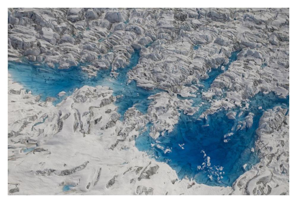 Meltwater Lakes On Hubbard Glacier, Wrangell-St. Elias National Park, Alaska-Paper Art-20X14