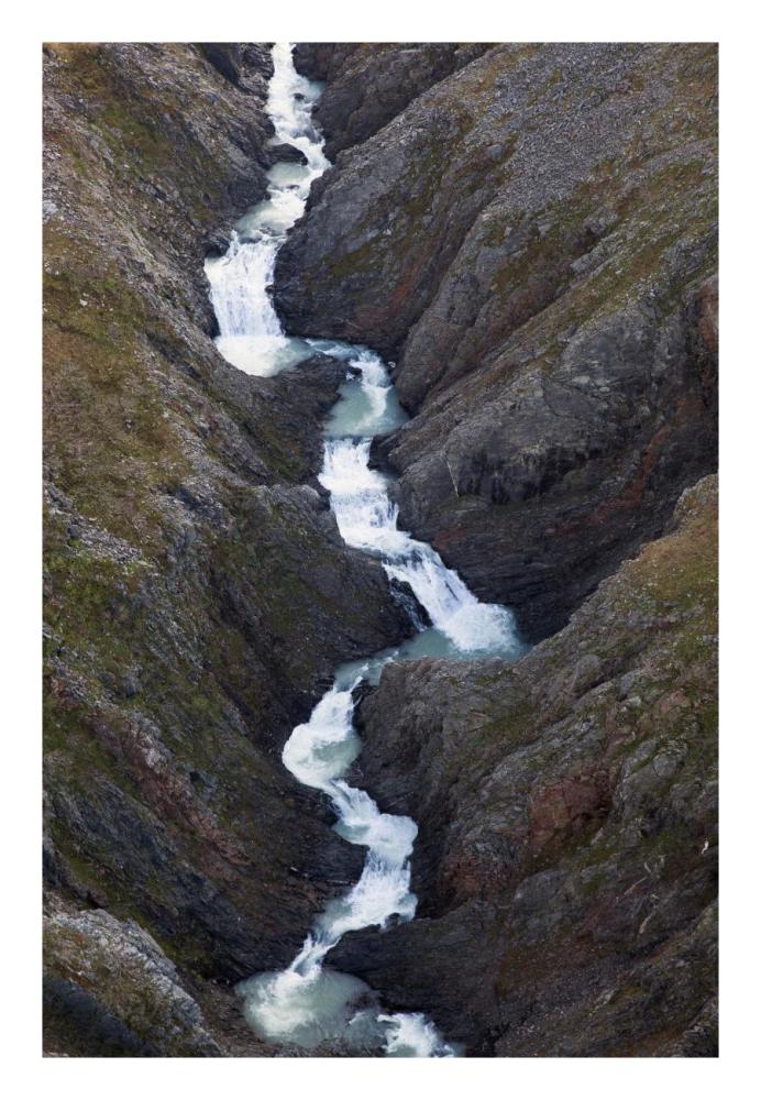 Split Creek Cascading Down Brabazon Range Above The Alsek River, Tongass National Forest, Yakutat, Alaska-Paper Art-18X26