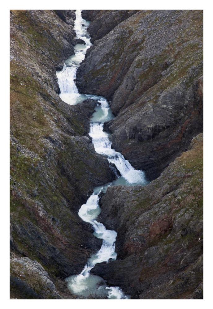 Split Creek Cascading Down Brabazon Range Above The Alsek River, Tongass National Forest, Yakutat, Alaska-Paper Art-22X32