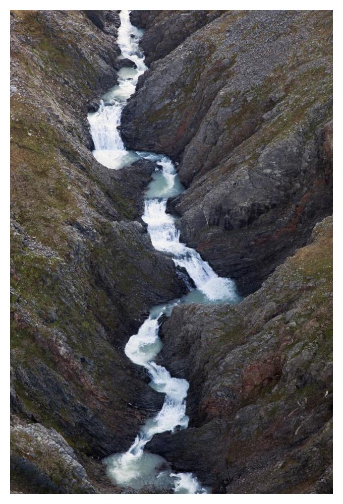 Split Creek Cascading Down Brabazon Range Above The Alsek River, Tongass National Forest, Yakutat, Alaska-Paper Art-34X50