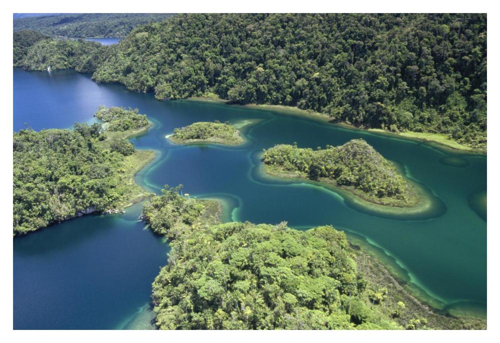 Islands At Southeast End Of Lake Kutubu In The Highlands, Papua New Guinea-Paper Art-20X14