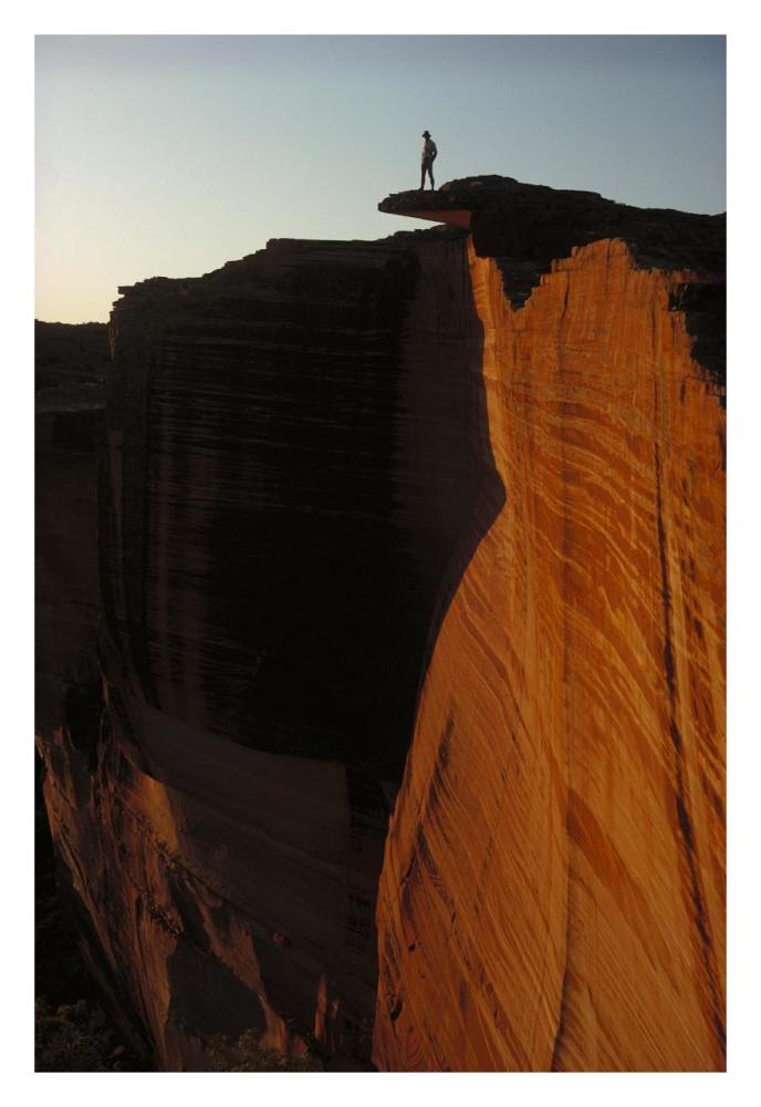 Person Standing Atop The Kings Canyon North Wall, Watarrka National Park, Northern Territory, Australia-Paper Art-22X32