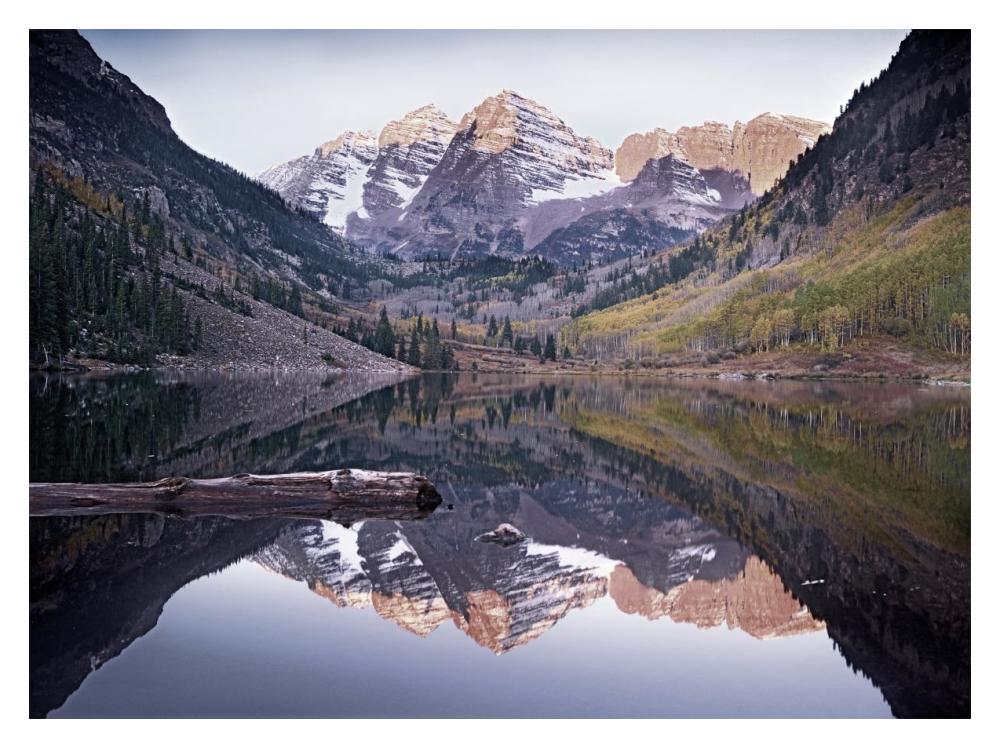 Maroon Bells Reflected In Maroon Bells Lake, Snowmass Wilderness, White River National Forest, Colorado-Paper Art-18X14
