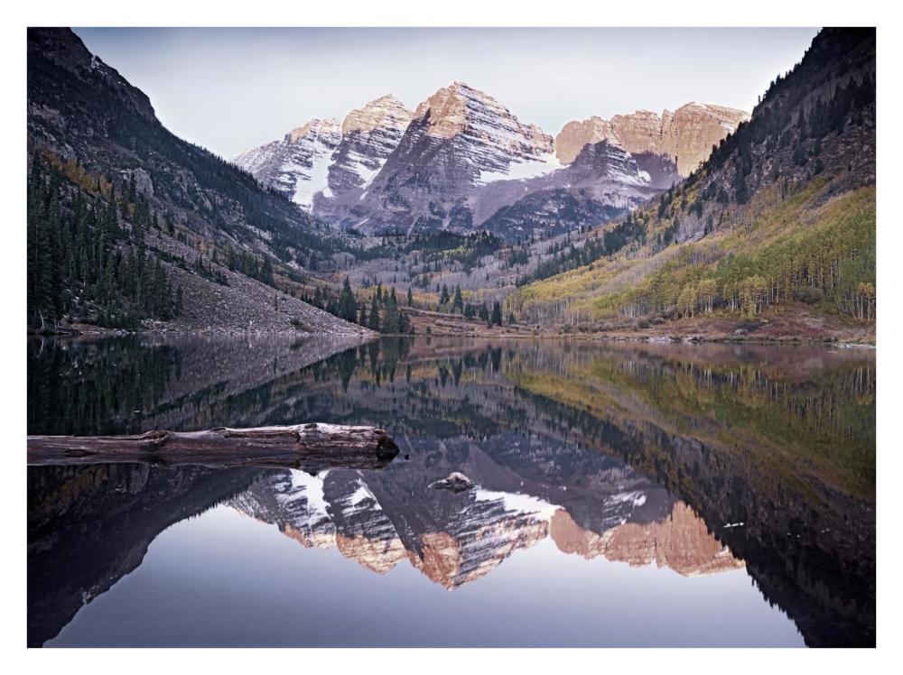 Maroon Bells Reflected In Maroon Bells Lake, Snowmass Wilderness, White River National Forest, Colorado-Paper Art-34X26