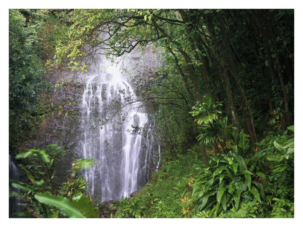 Waterfall Along Hana Coast, Maui, Hawaii-Paper Art-18X14