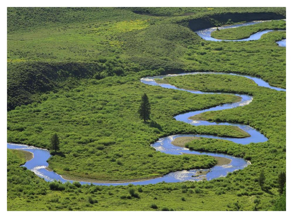 East River Meandering Near Crested Butte, Colorado-Paper Art-42X32