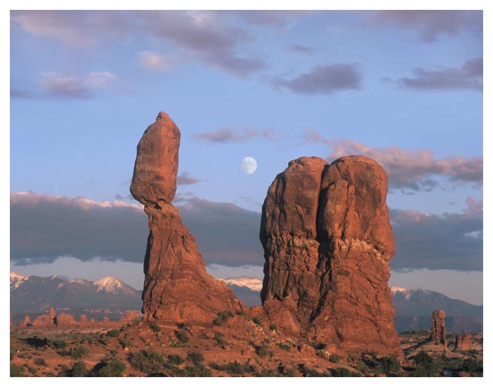 Moon Over Balanced Rock, Arches National Park, Utah-Paper Art-50X38